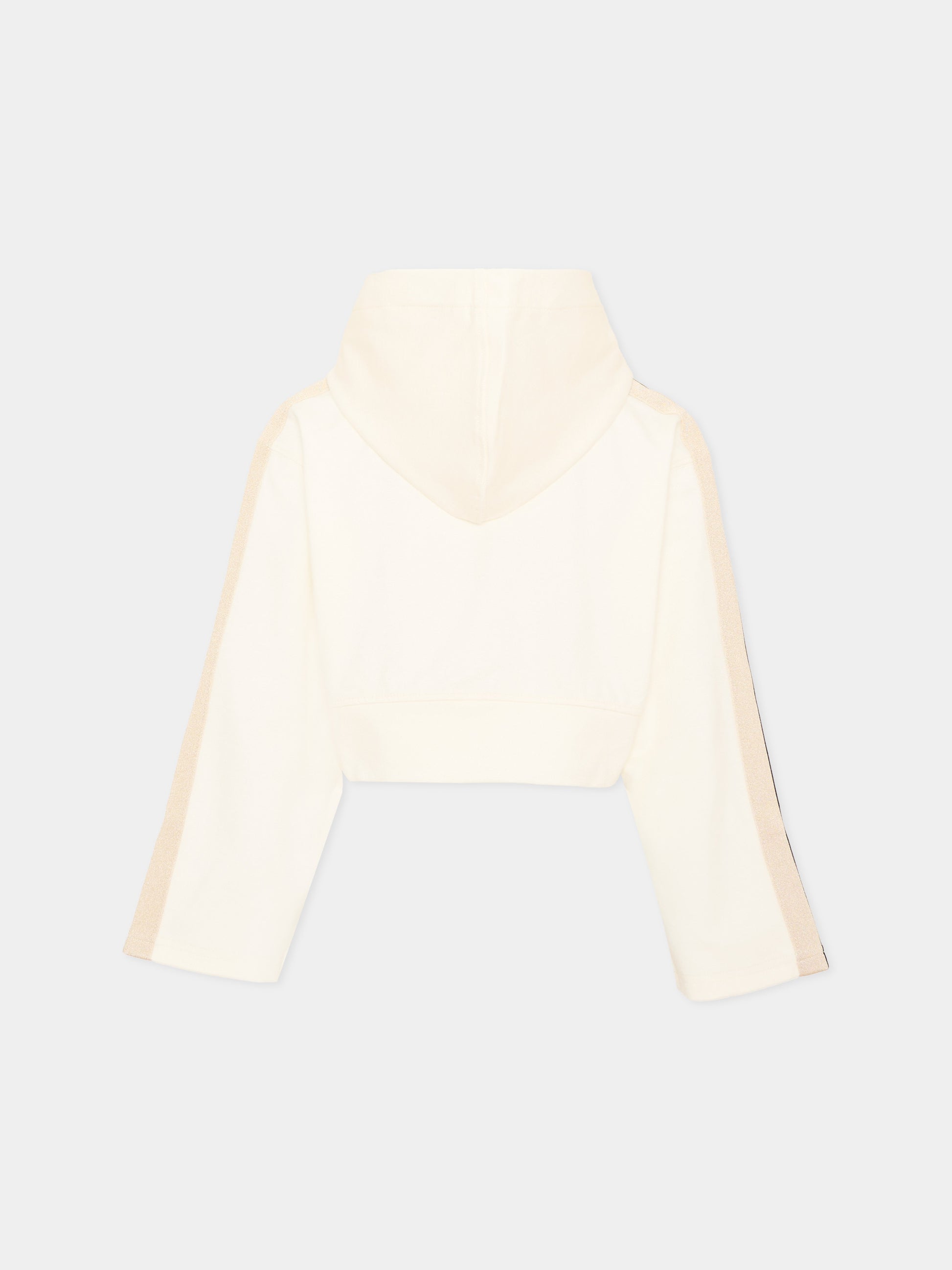 Felpa con cappuccio avorio con zip,Palm Angels,PGBD00BS26FLE001 002