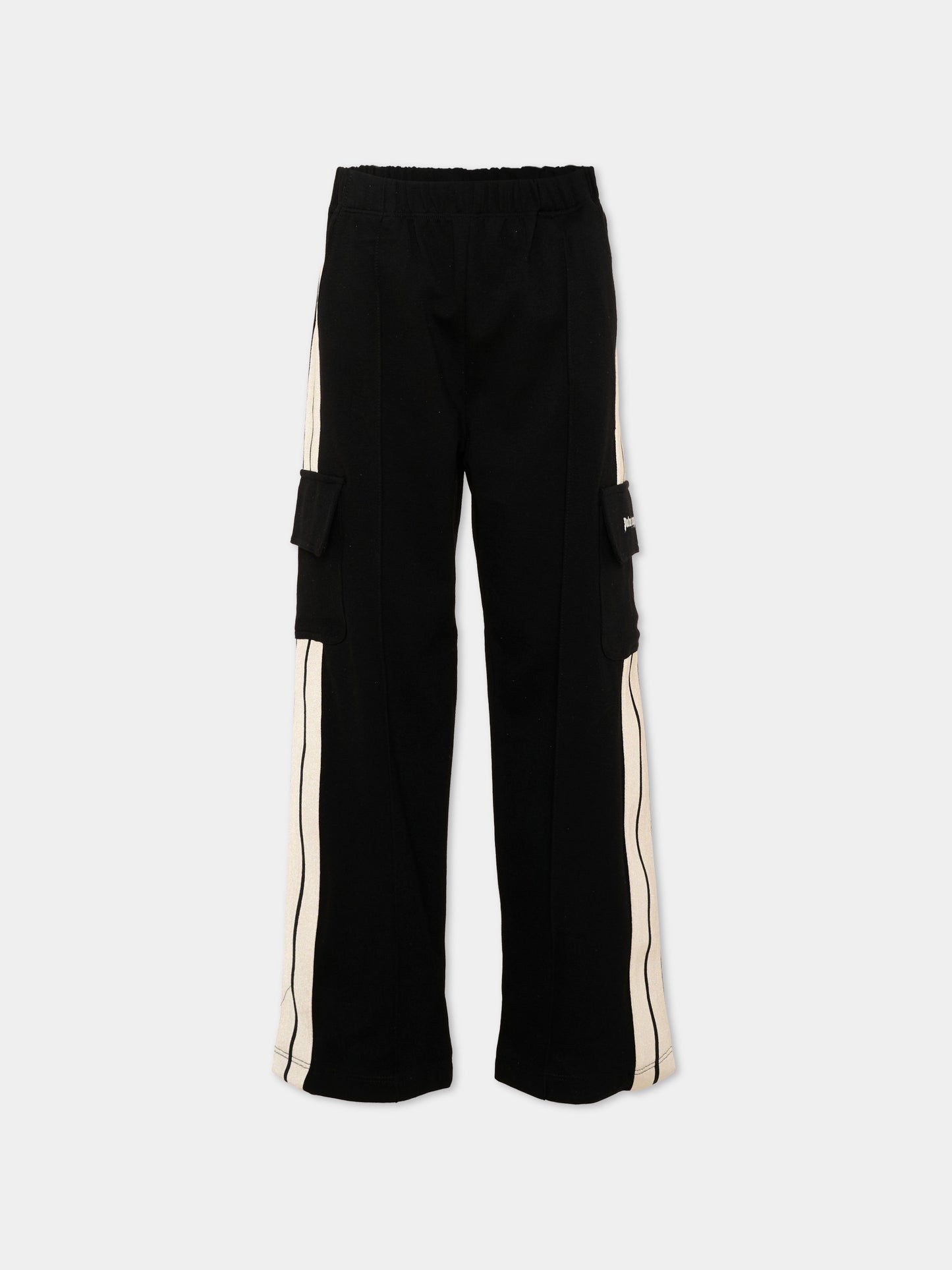 Pantalone nero per bambina cargo,Palm Angels,PGCJ011S26FLE001 110