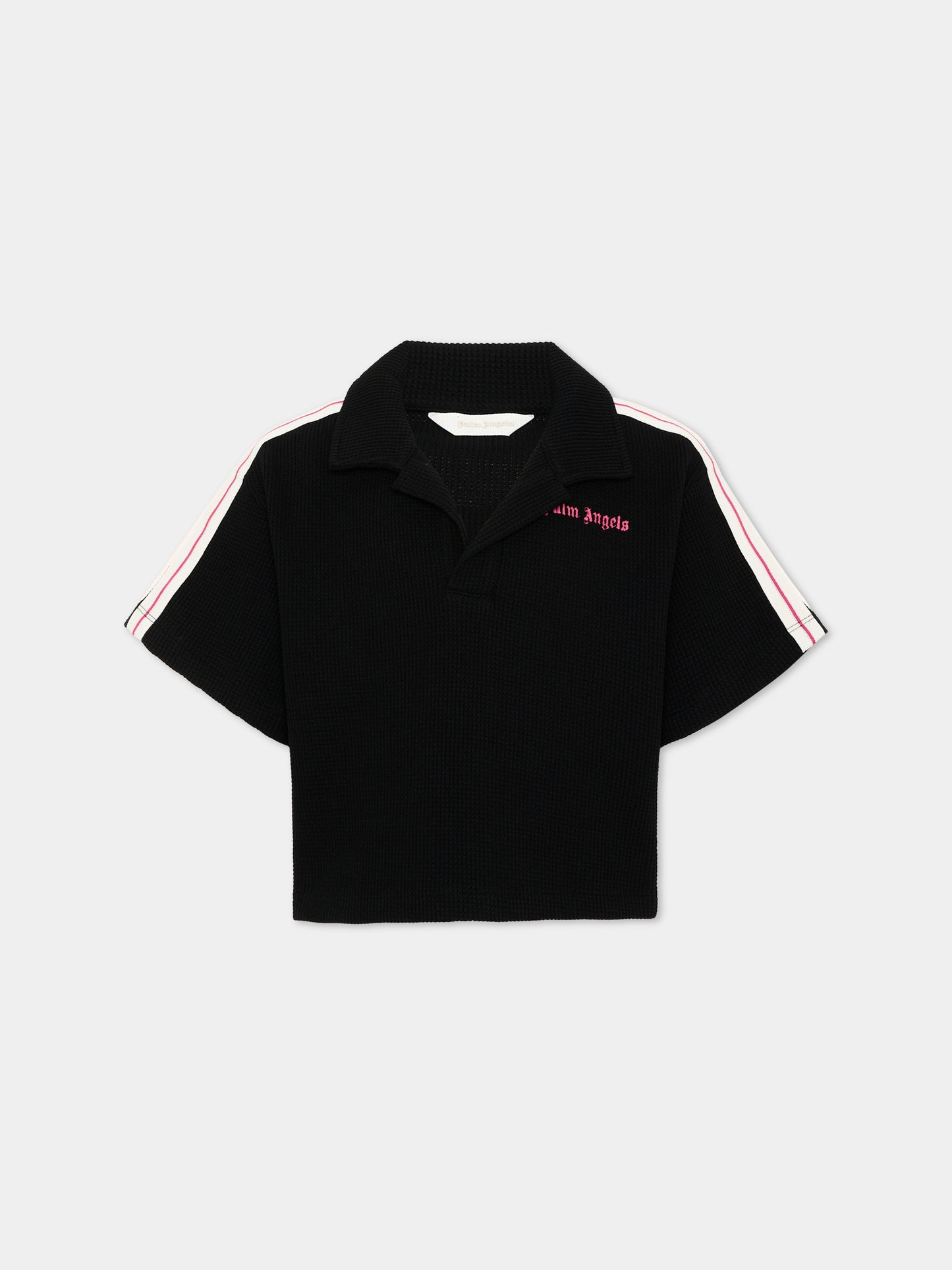Polo a manica corta nera per bambina,Palm Angels,PGGB001S26JER001 110