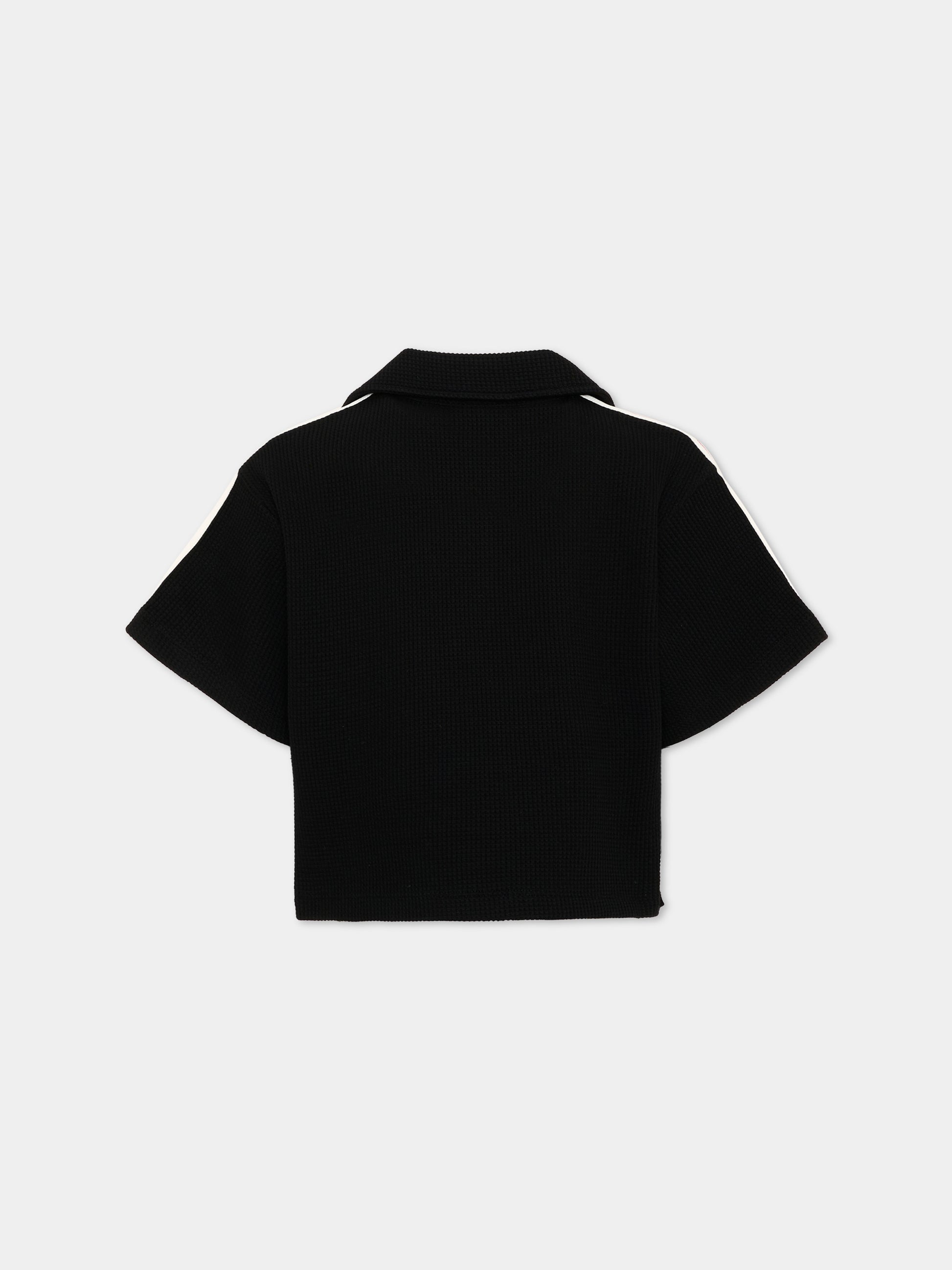 Polo a manica corta nera per bambina,Palm Angels,PGGB001S26JER001 110