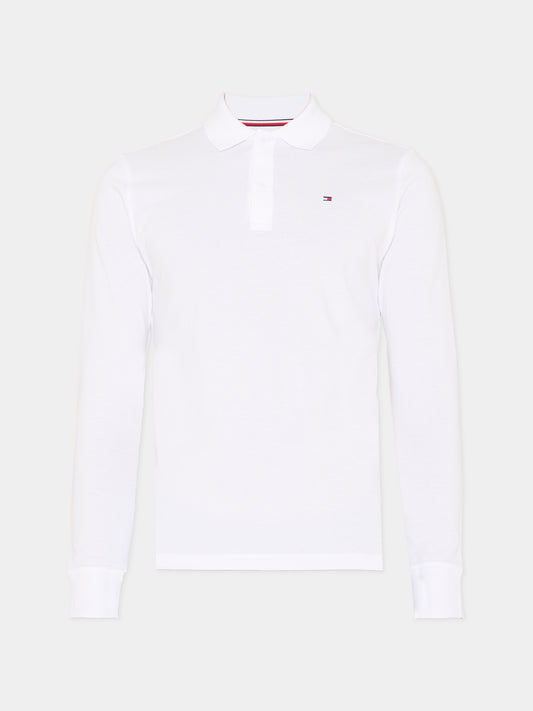 Polo a manica lunga bianca con logo,Tommy Hilfiger Junior,KB0KB09664 YBR