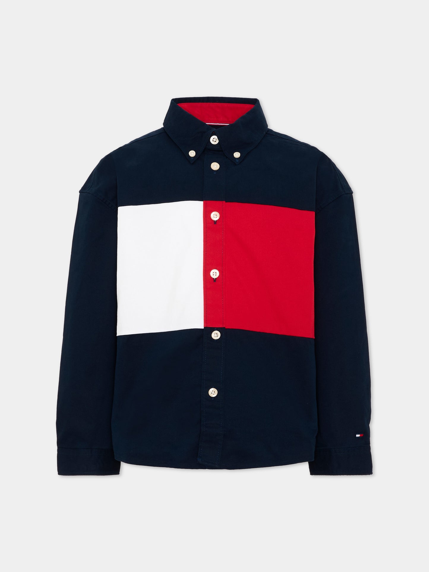 Camicia a manica lunga denim per bambino color-block,Tommy Hilfiger Junior,KB0KB10065 C1G