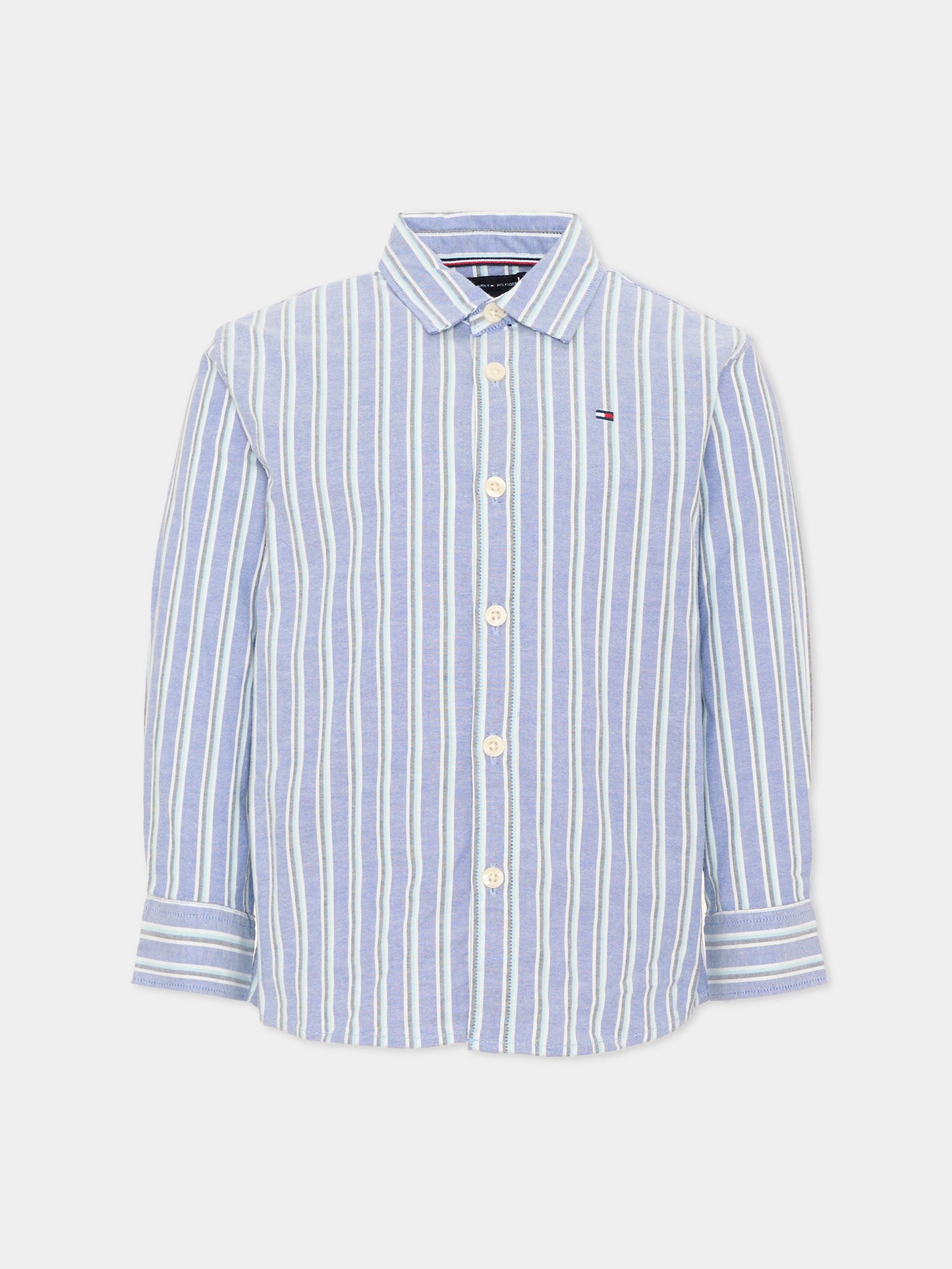 Camicia a manica lunga blu per bambino a righe,Tommy Hilfiger Junior,KB0KB10066 C8M