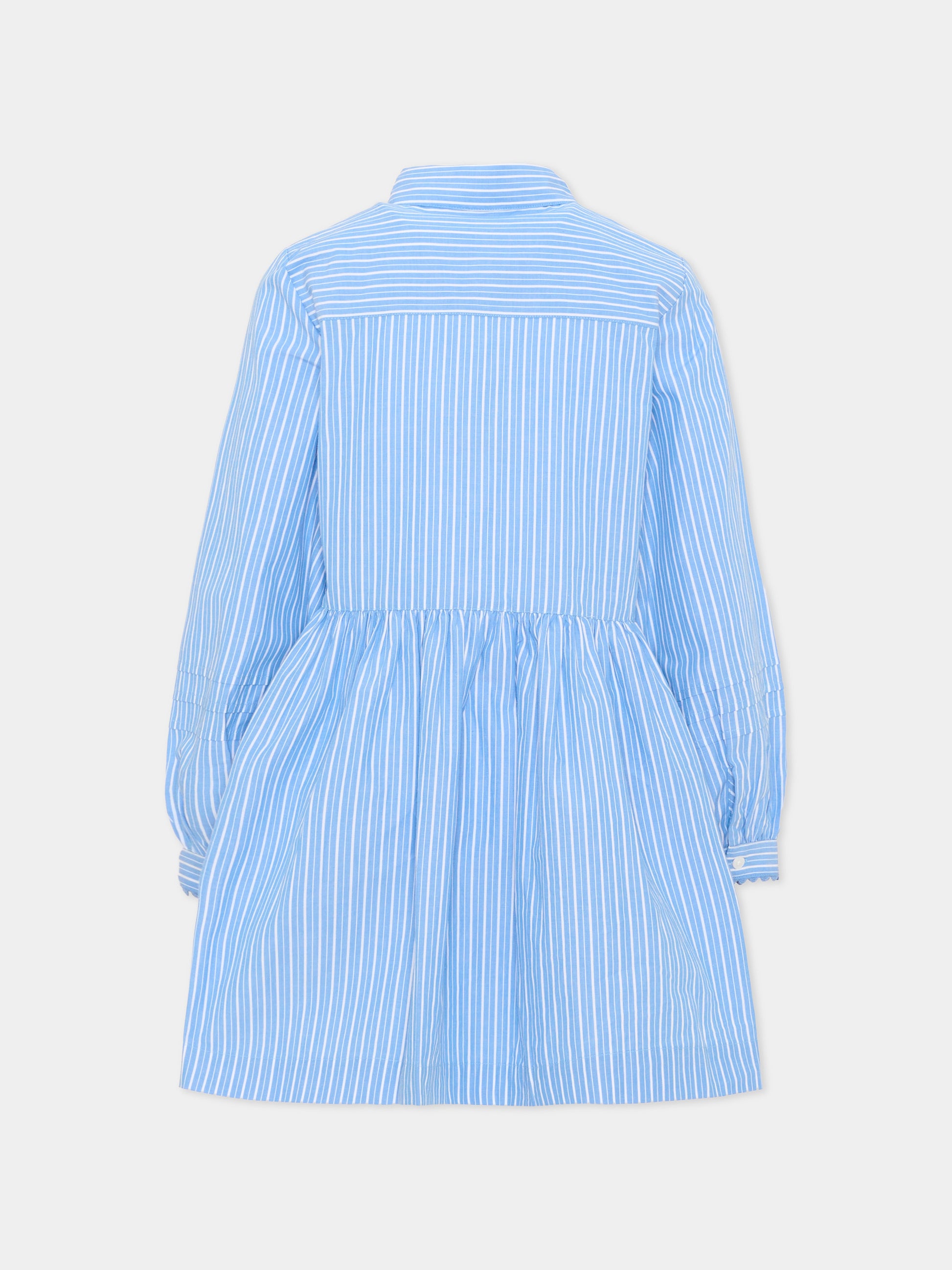 Vestito a manica lunga celeste a righe per bambina,Tommy Hilfiger Junior,KG0KG08936 C1T