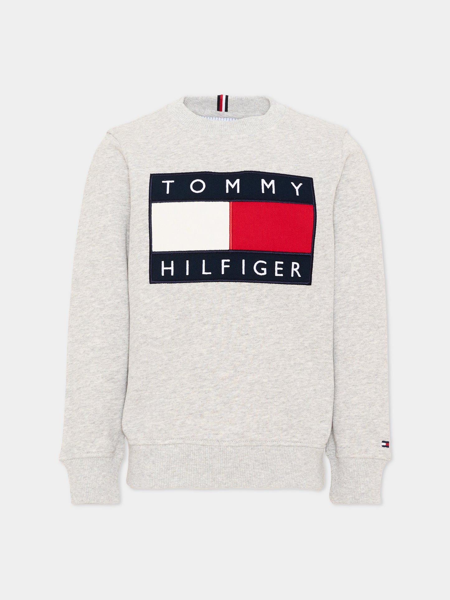 Felpa grigia per bambino logo frontale,Tommy Hilfiger Junior,KS0KS00709 P01