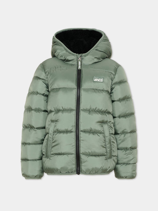 Piumini verde per bambino con cappuccio,Levi's Kids,8EN628 F7P
