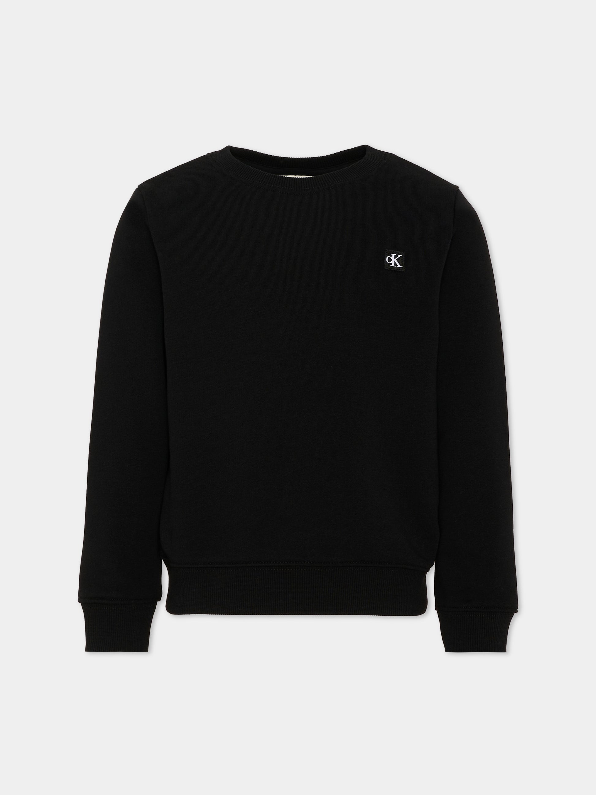 Felpa nera per bambini logo CK,Calvin Klein Kids,LV1CKSJB33 BEH