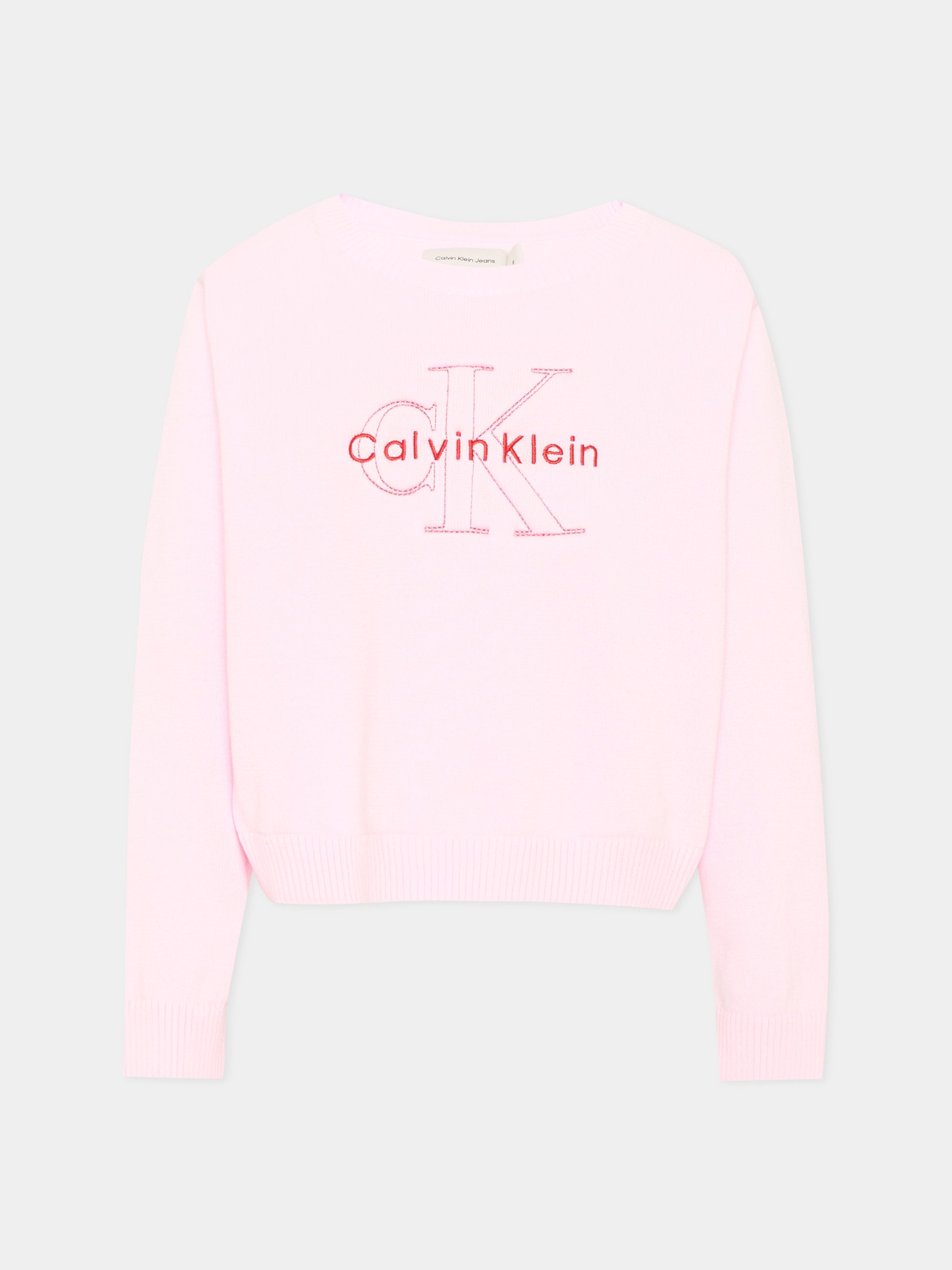 Maglione rosa logo per bambina,Calvin Klein Kids,IG0IG03075 TN9