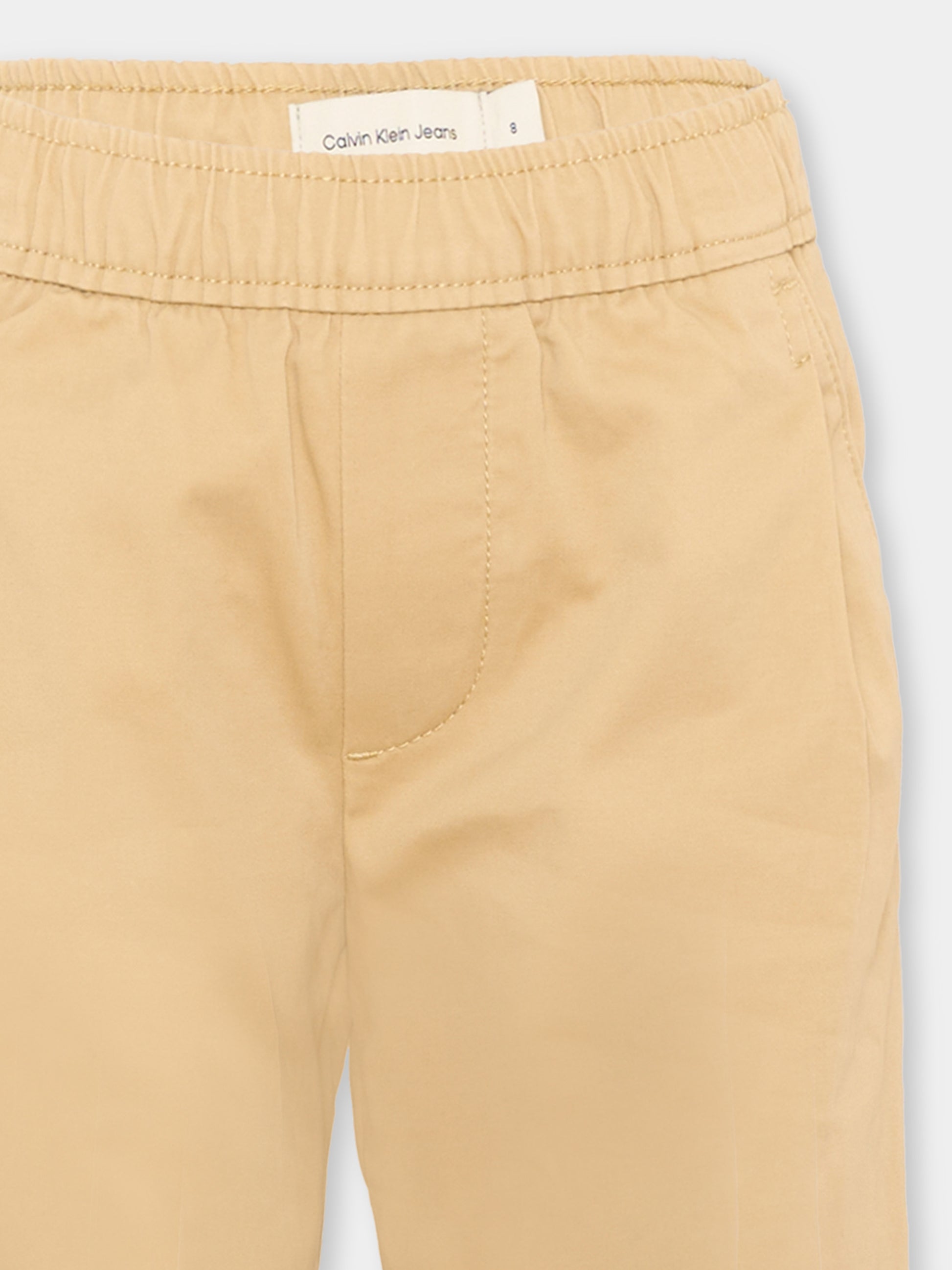 Pantalone beige per bambina con vita elasticizzata,Calvin Klein Kids,IB0IB02604 ACA