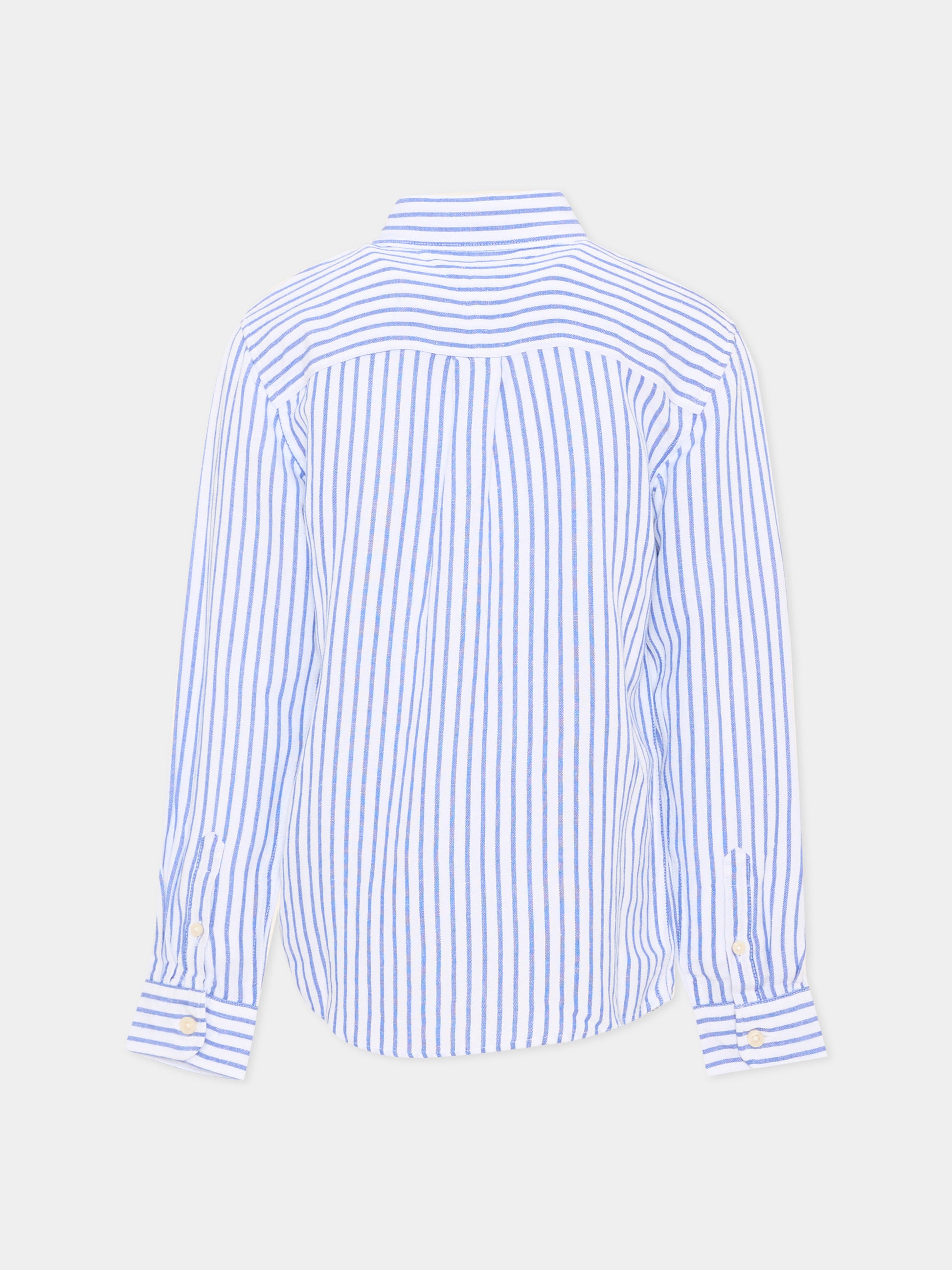 Camicia a manica lunga azzurra per bambino a righe,Tommy Hilfiger Junior,KB0KB09630 C6H