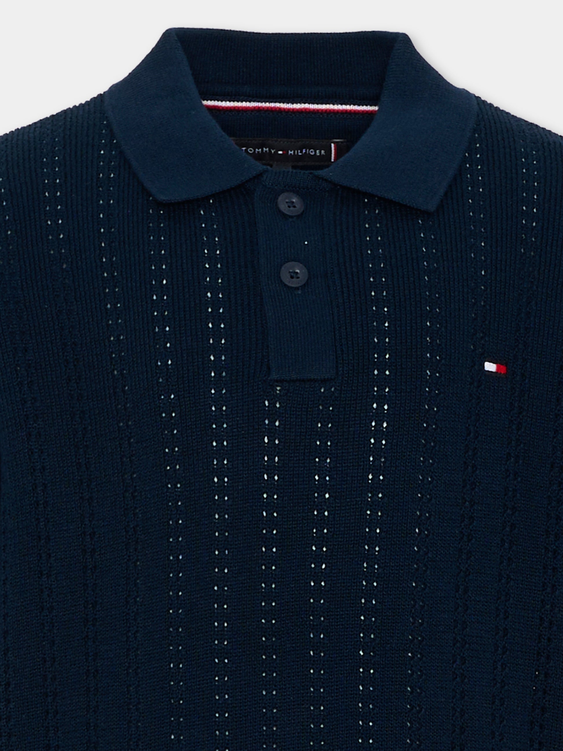 Polo a manica corta blu per bambino,Tommy Hilfiger Junior,KB0KB10251 C1G