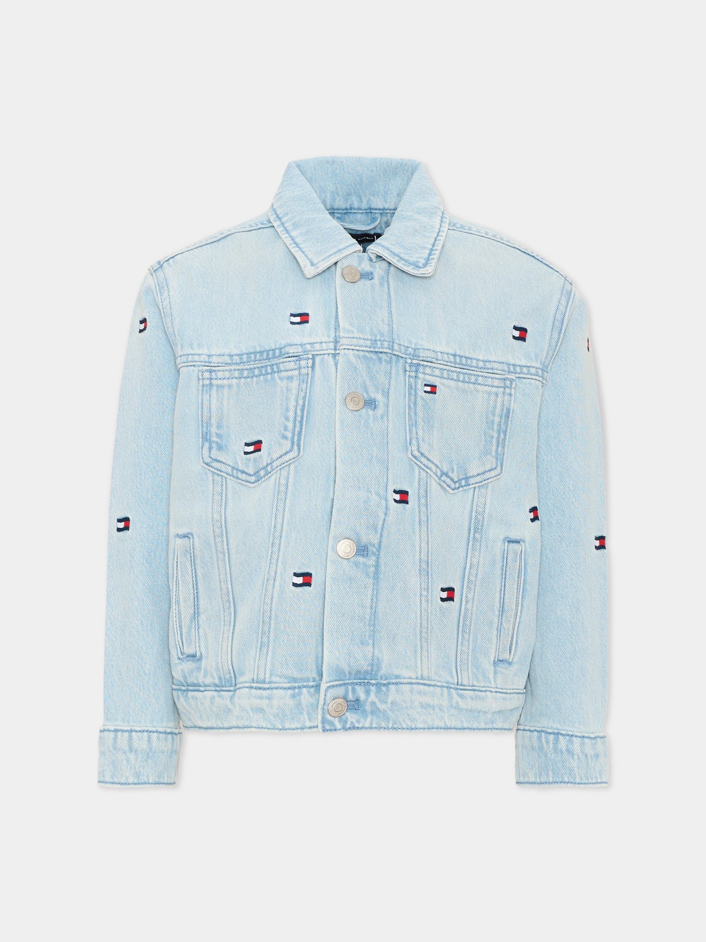Giubbotto di jeans denim per bambini logo,Tommy Hilfiger Junior,KB0KB10397 1AA