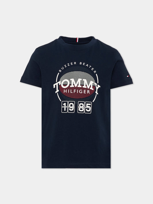 T-shirt a manica corta blu per bambino logo,Tommy Hilfiger Junior,KB0KB10277 C1G