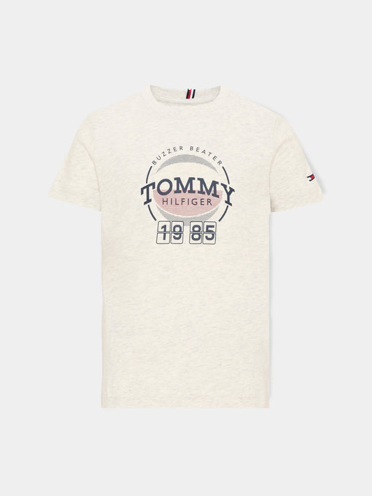 T-Shirt a manica corta bianca per bambino logo,Tommy Hilfiger Junior,KB0KB10277 P09