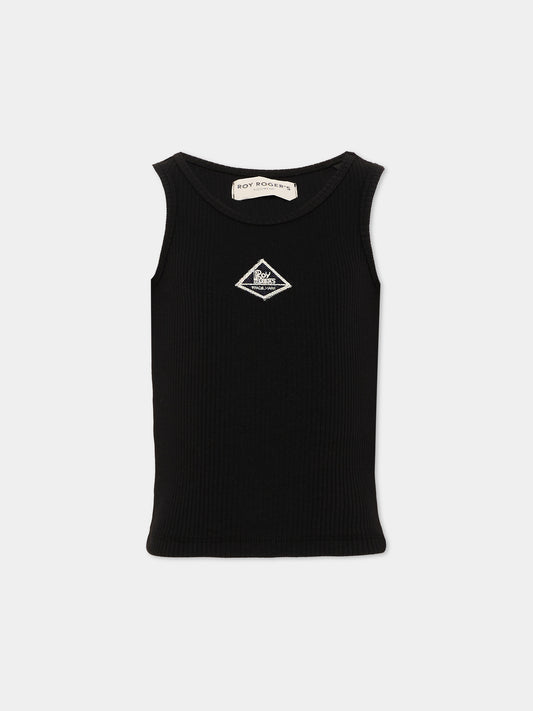 Canotte nero per bambina con logo,Roy Roger's Kids,RG168 0 658