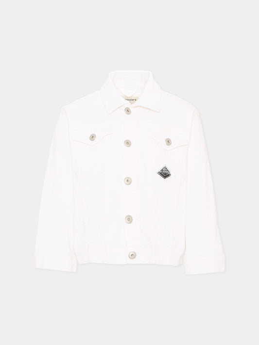 Giubbotto Di Jeans bianco per bambino con logo,Roy Roger's Kids,RG111 0 113
