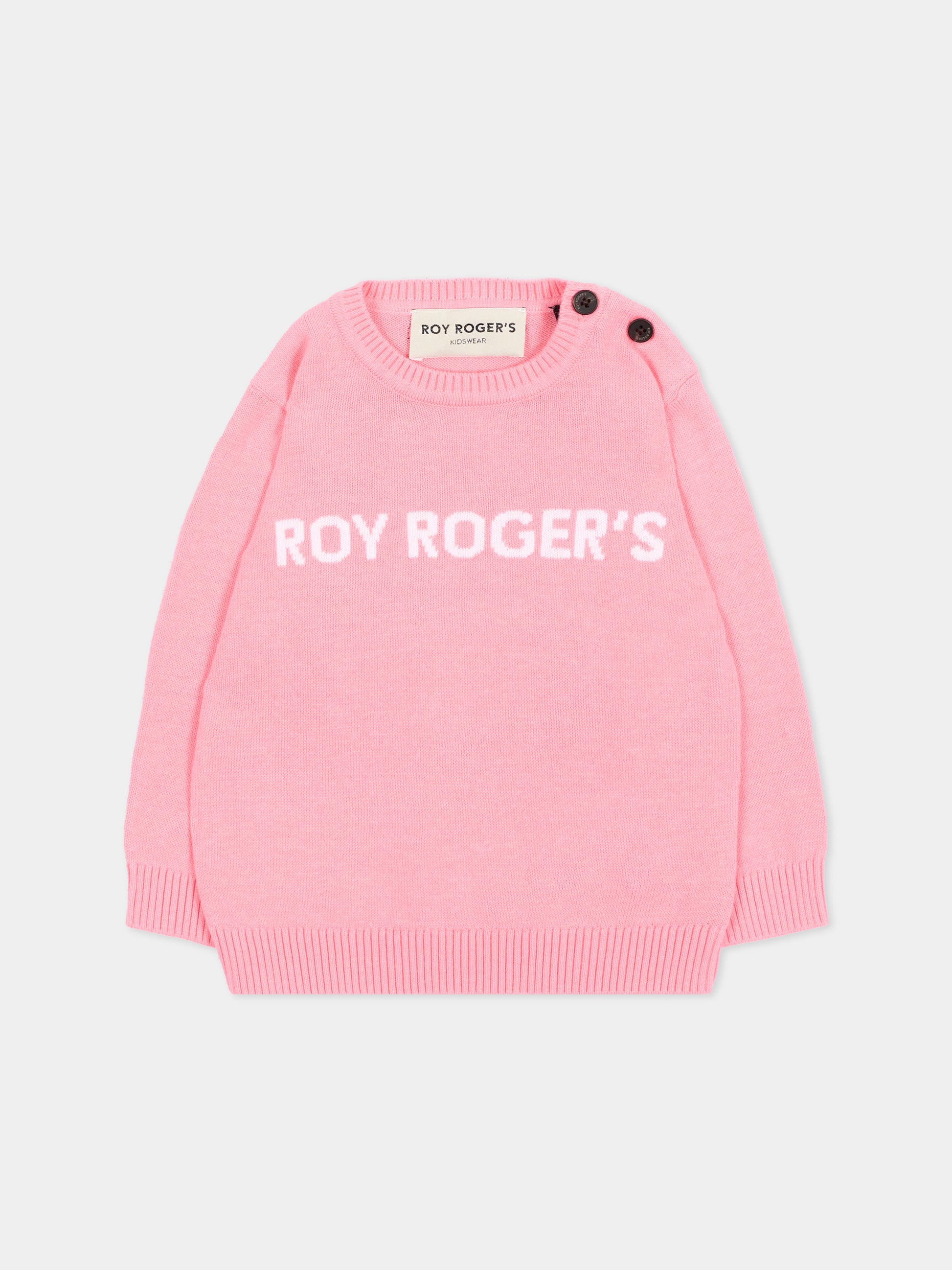 Maglione rosa logo per neonata,Roy Roger's Kids,RG187 0 2362