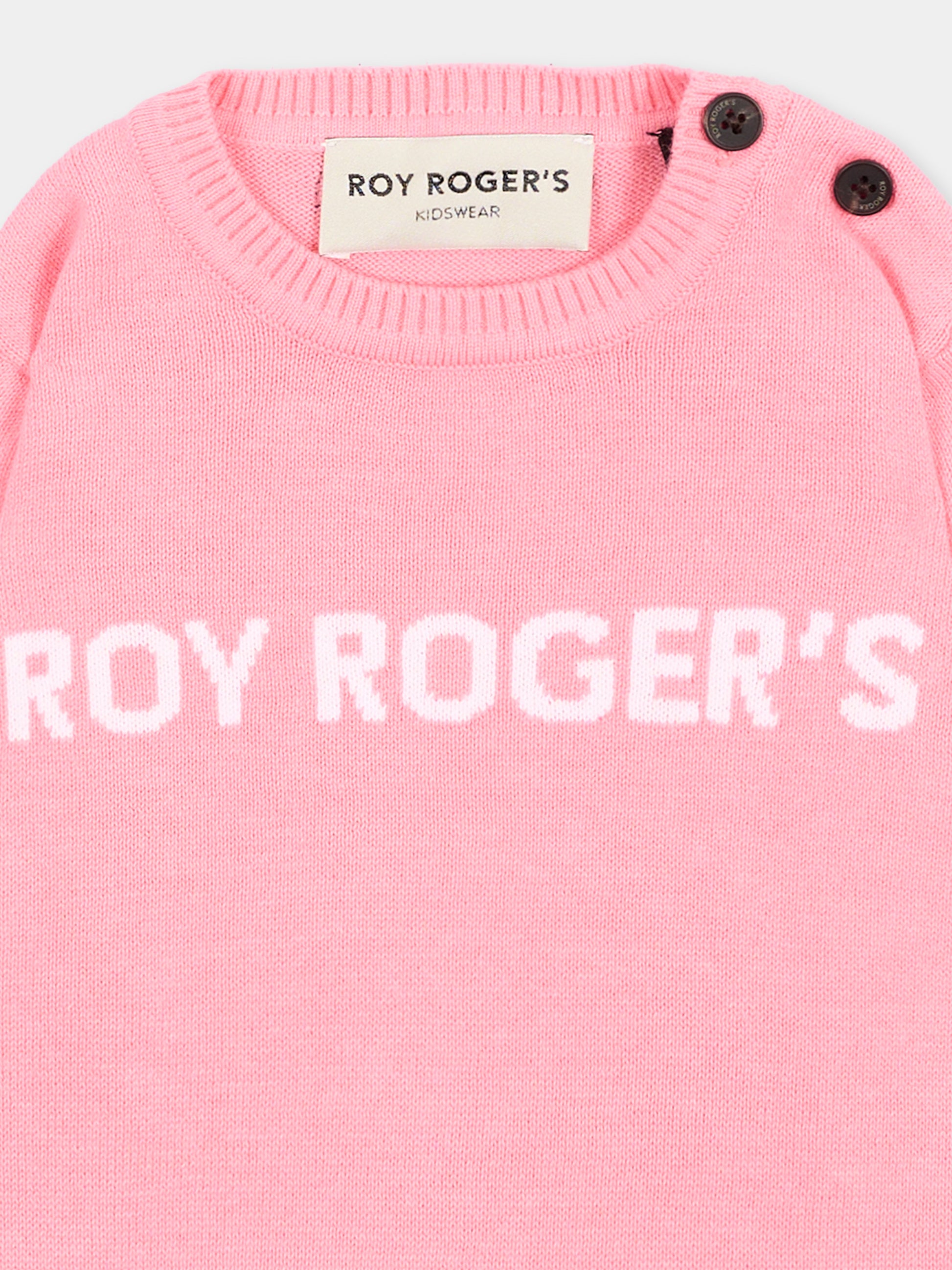 Maglione rosa logo per neonata,Roy Roger's Kids,RG187 0 2362