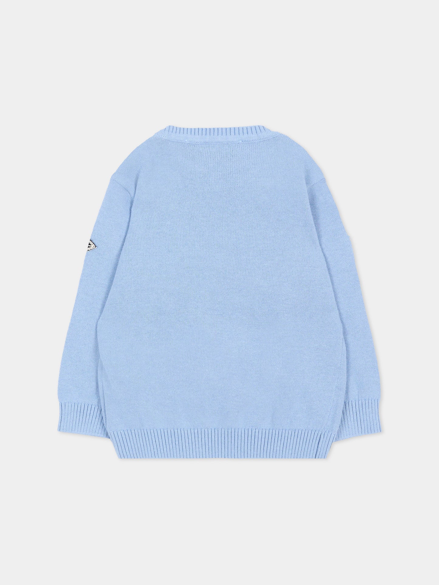 Maglione azzurro per neonato logo frontale,Roy Roger's Kids,RG187 0 3814