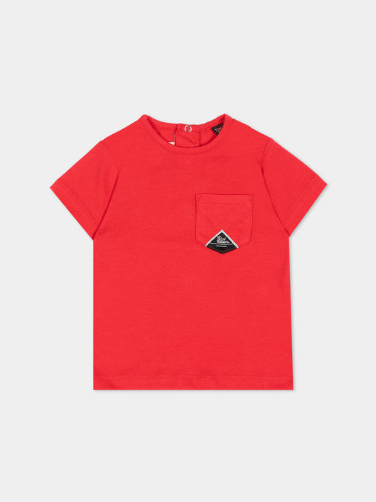 T-Shirt a manica corta rossa per neonato tasca logo,Roy Roger's Kids,RG188 0 2255