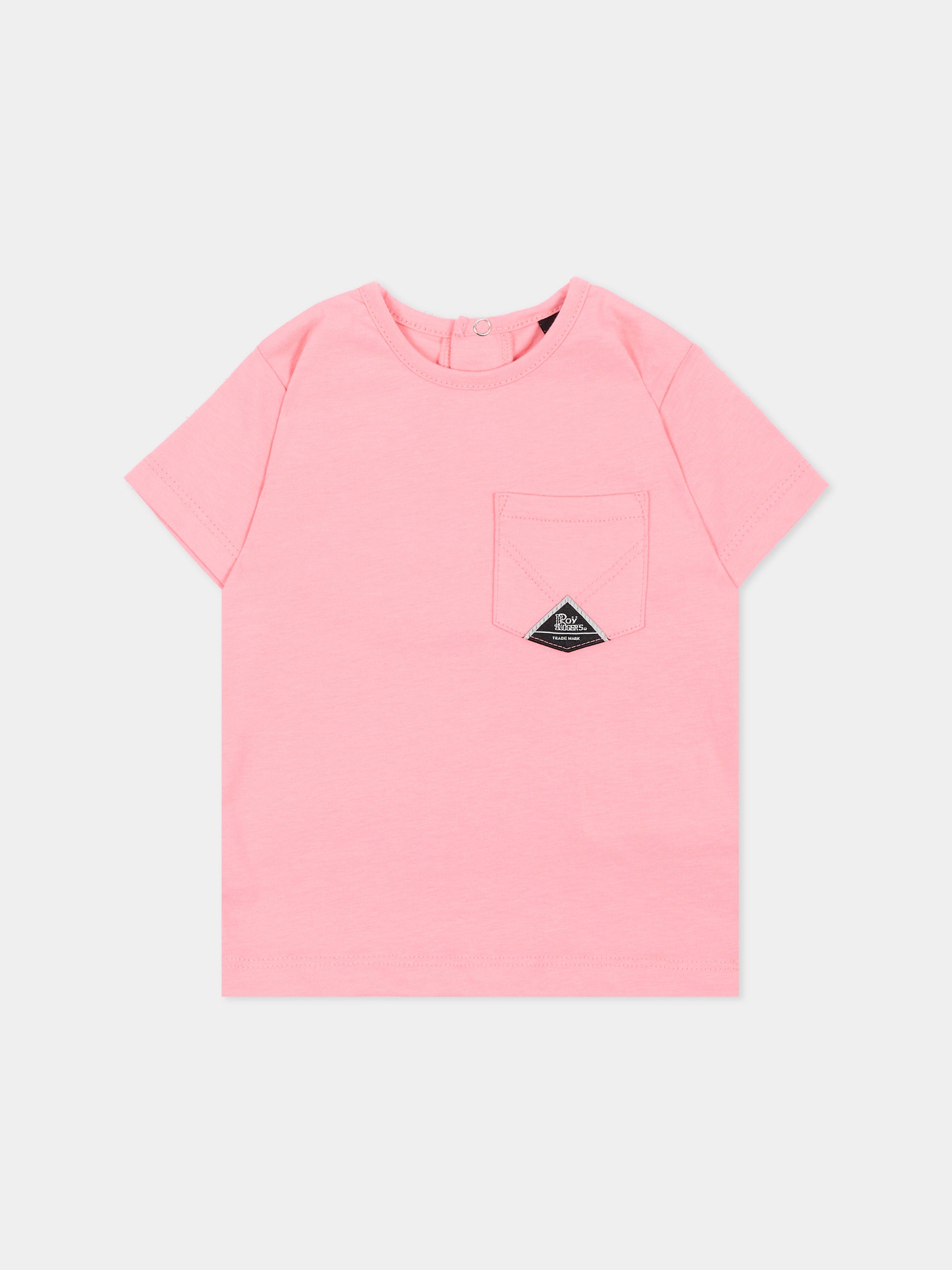 T-shirt a manica corta rosa per neonata tasca logo,Roy Roger's Kids,RG188 0 2362