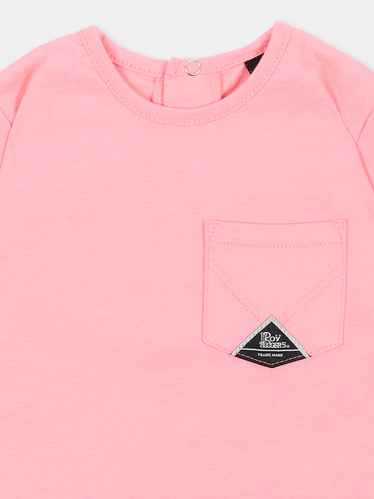 T-shirt a manica corta rosa per neonata tasca logo,Roy Roger's Kids,RG188 0 2362