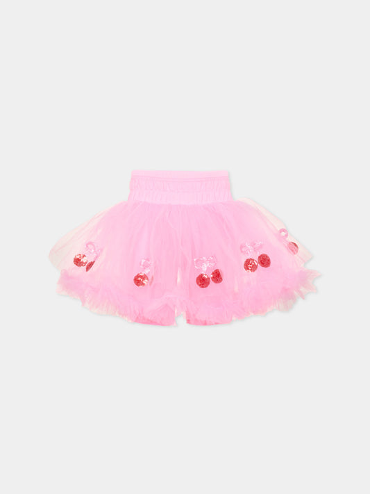 Gonna rosa per bambina con ciliegie