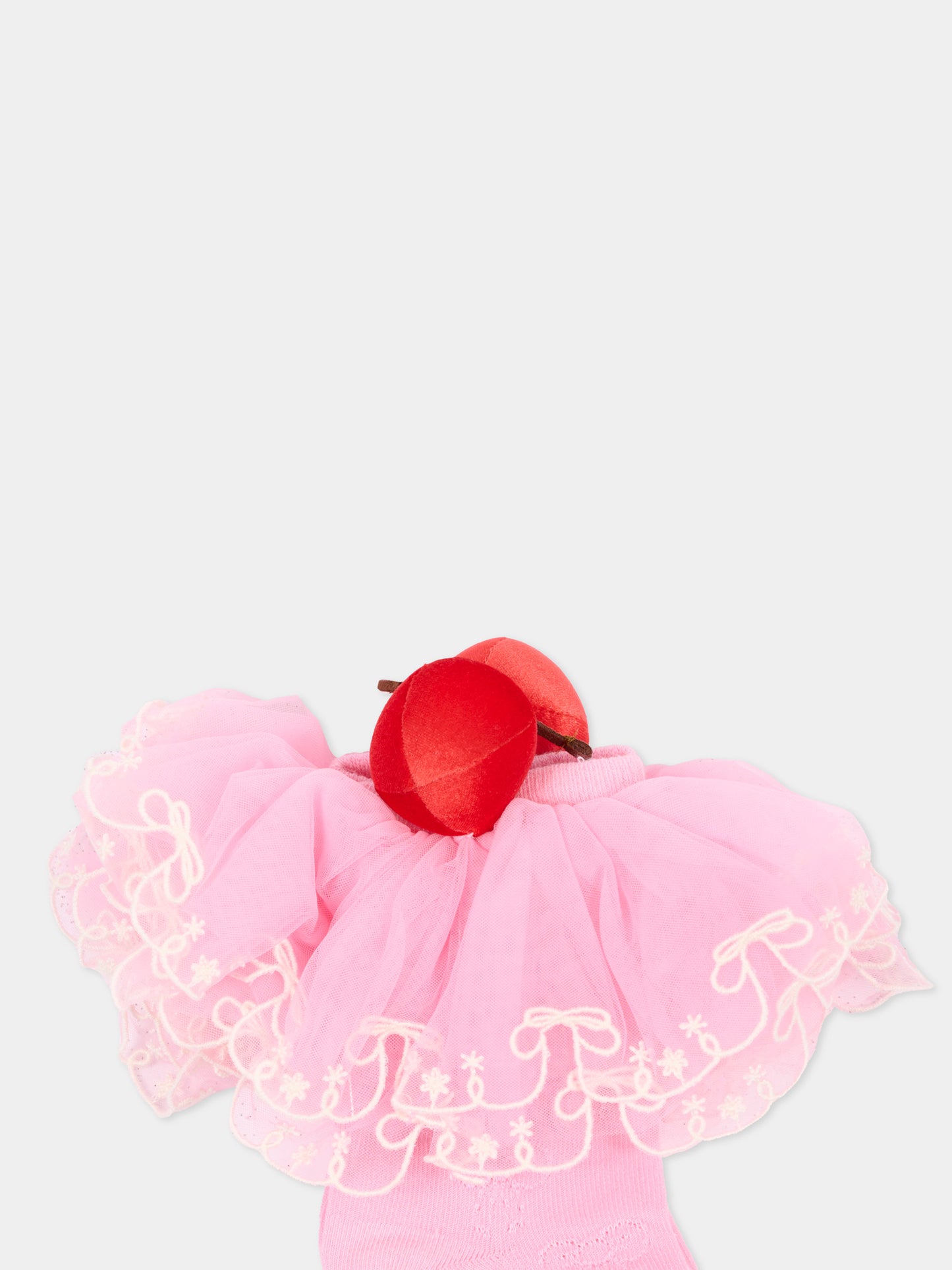 Calze rosa per bambina con tulle,Poco Blush,SS262A02