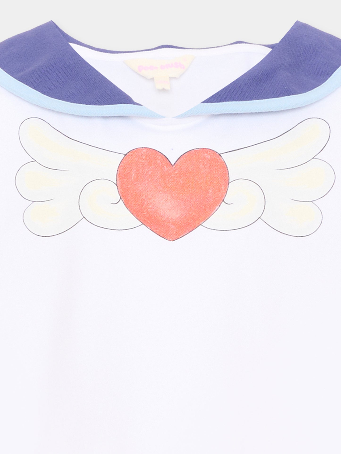 T-shirt a manica corta bianca per bambina stampa cuore,Poco Blush,SS26239