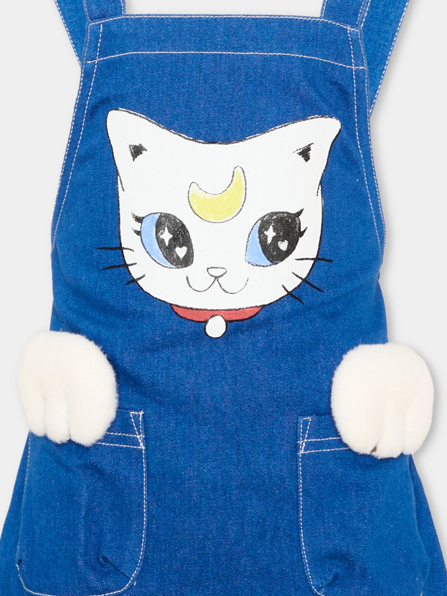 Salopette denim con gatto per bambina,Poco Blush,SS26245