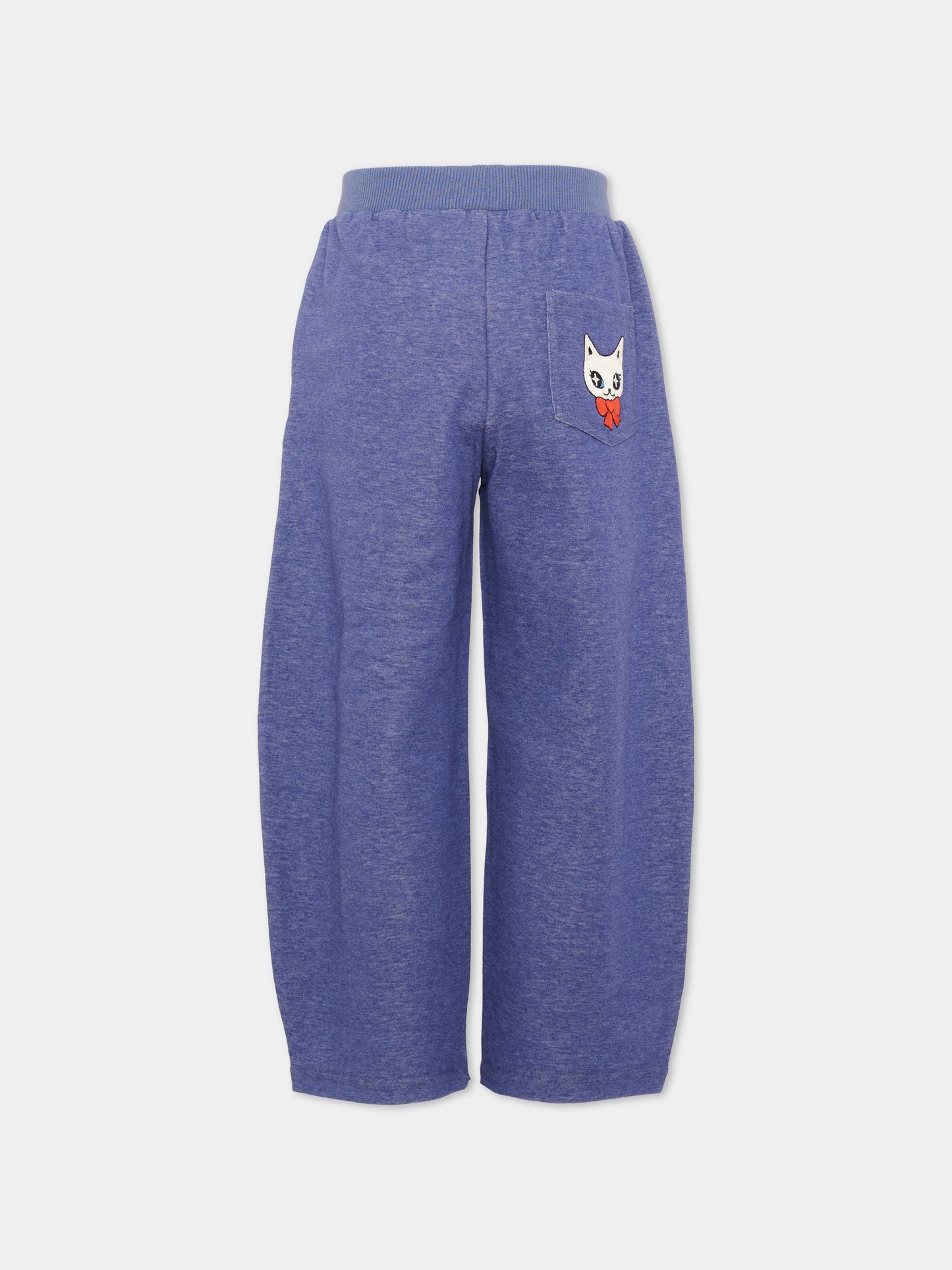 Pantalone blu per bambina ricamato,Poco Blush,SS26133