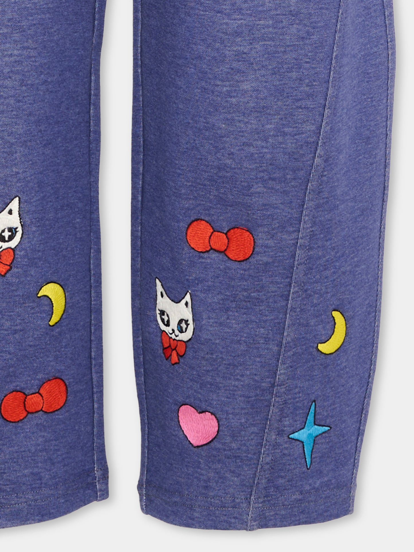 Pantalone blu per bambina ricamato,Poco Blush,SS26133