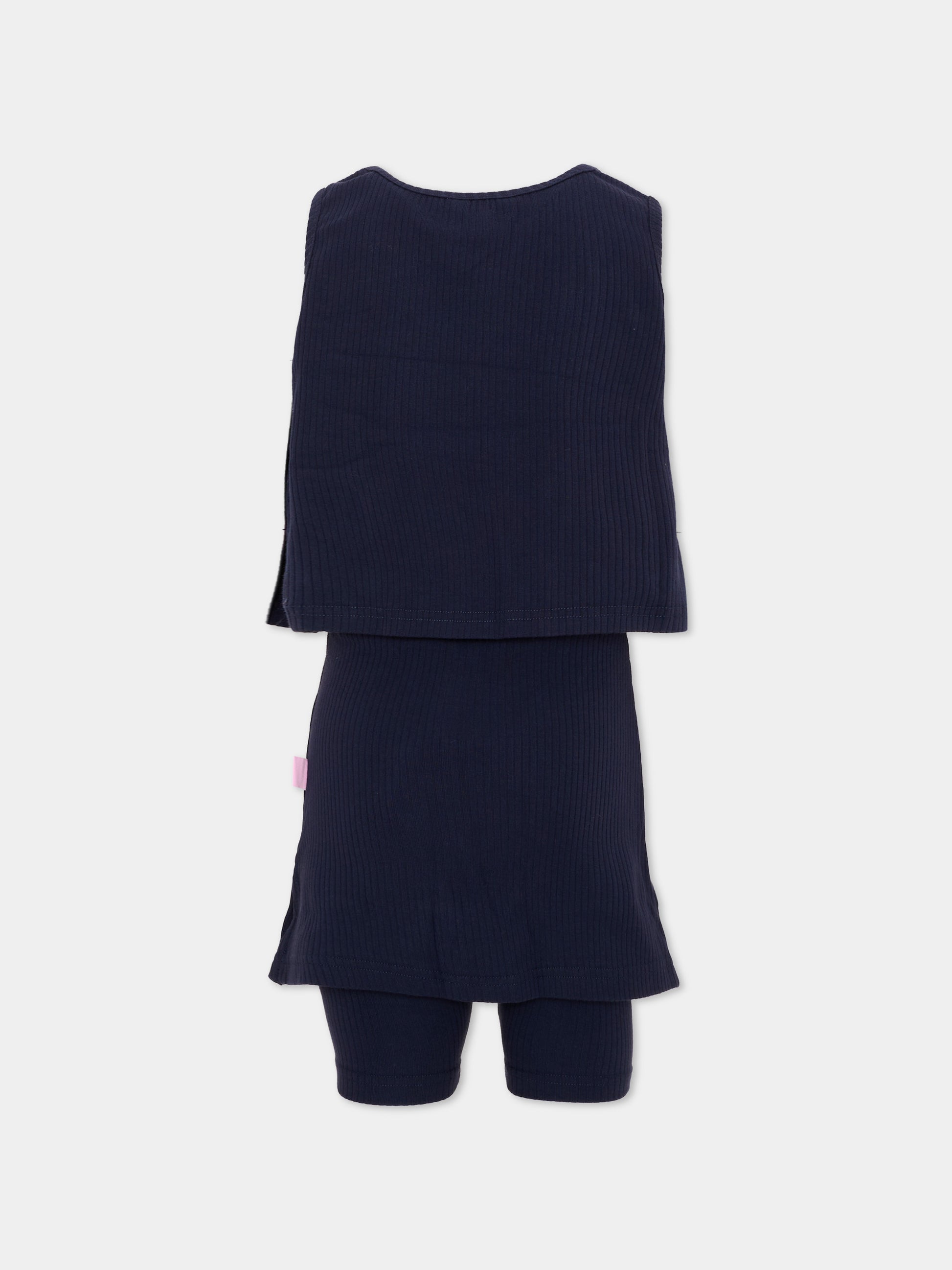 Completo sportivo corto blu per bambina gatto,Poco Blush,SS26250
