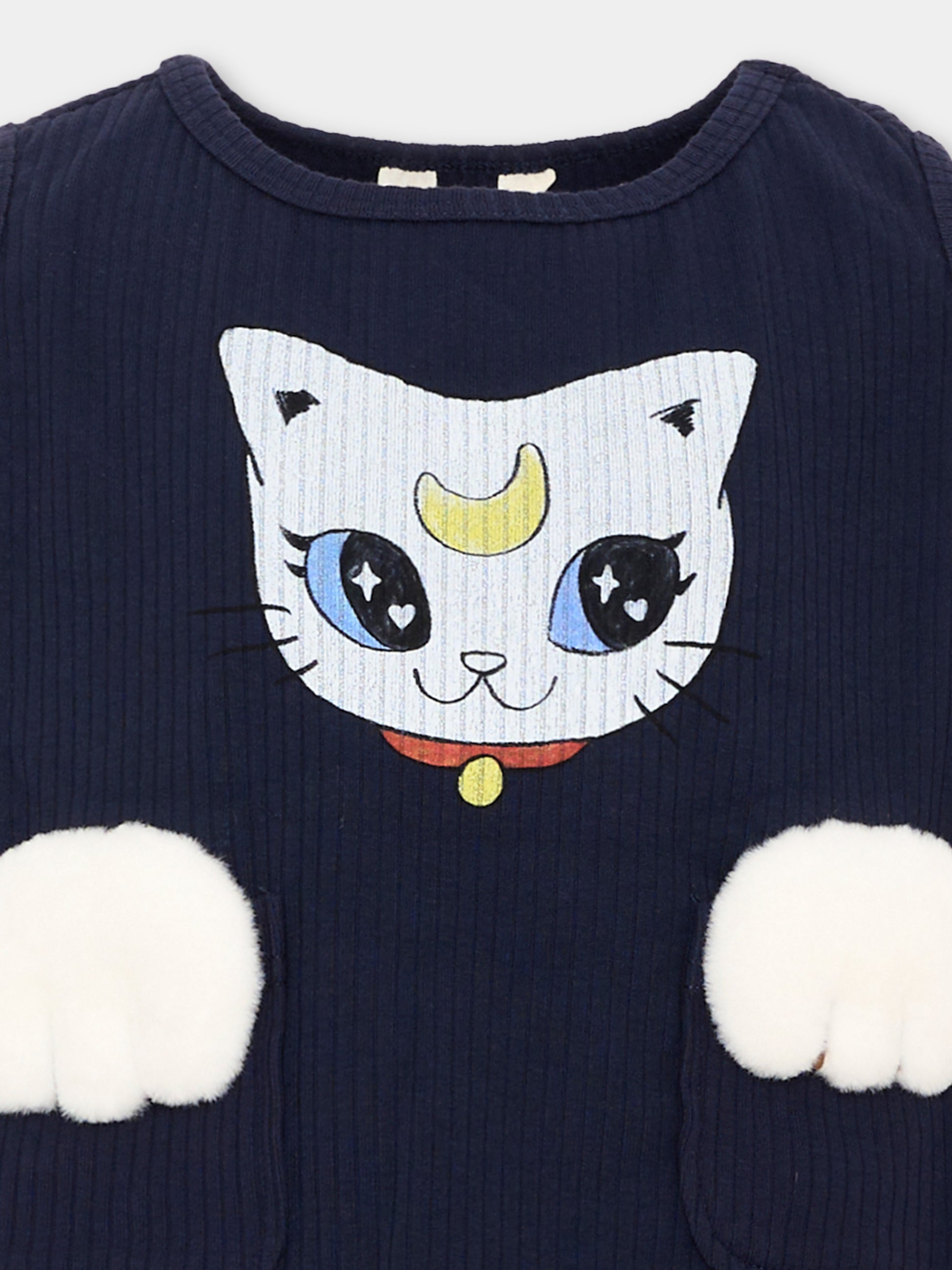 Completo sportivo corto blu per bambina gatto,Poco Blush,SS26250