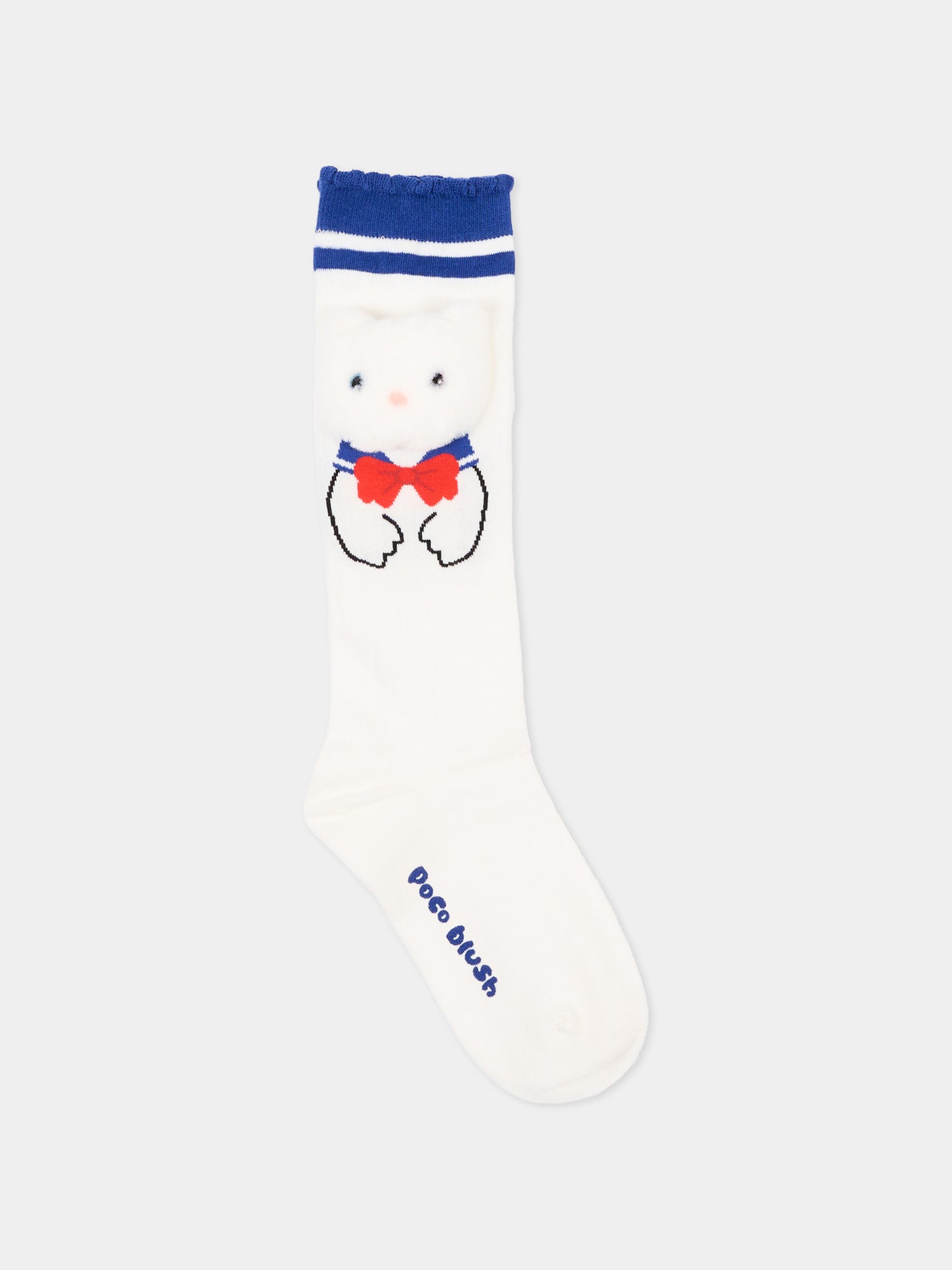 Calze blu con gattino per bambina,Poco Blush,SS261A03