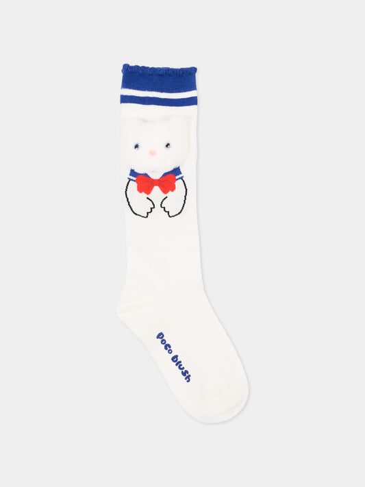 Calze blu con gattino per bambina,Poco Blush,SS261A03