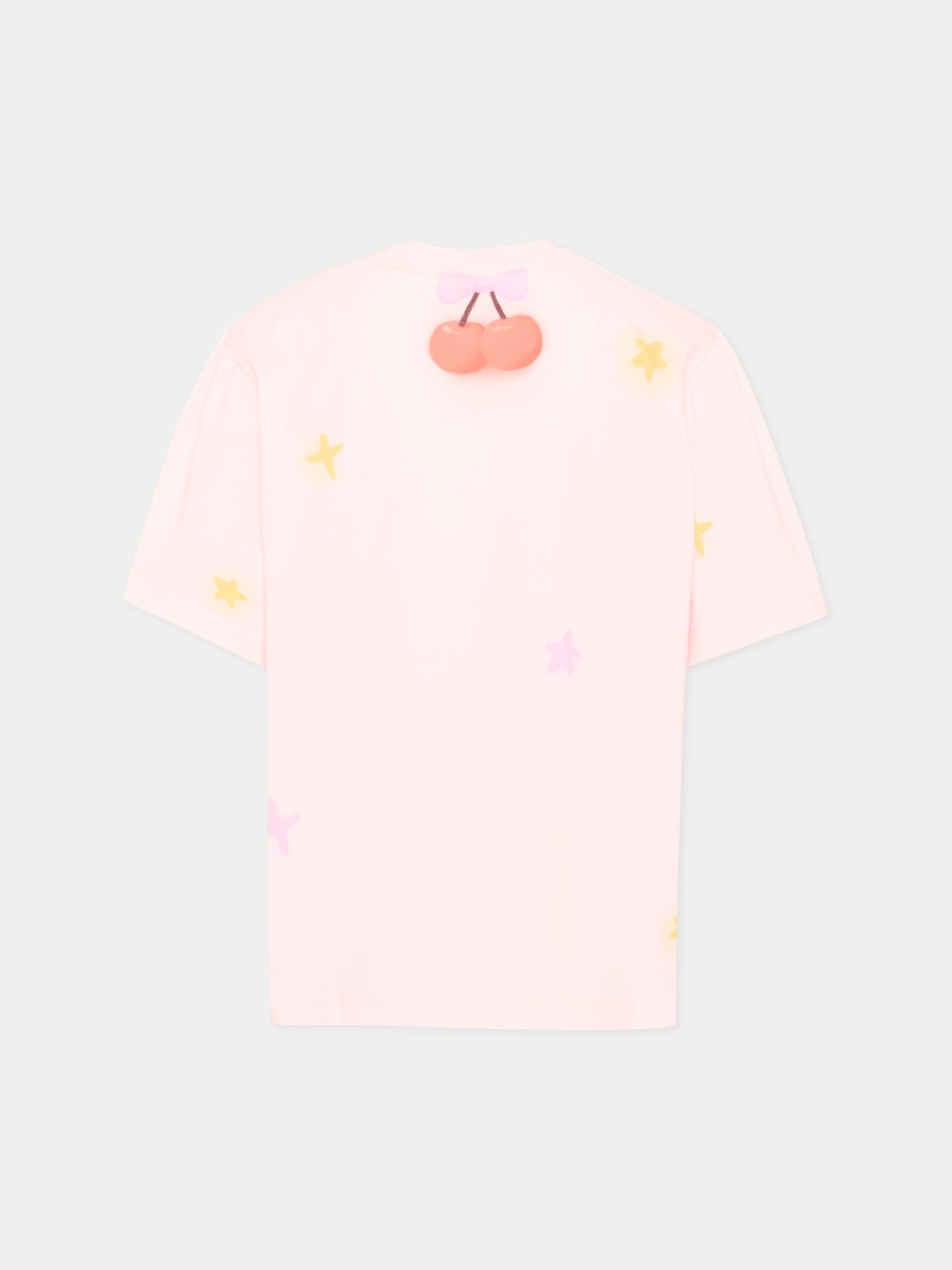 T-shirt a manica corta rosa per bambina stampa ciliegie,Poco Blush,SS26258