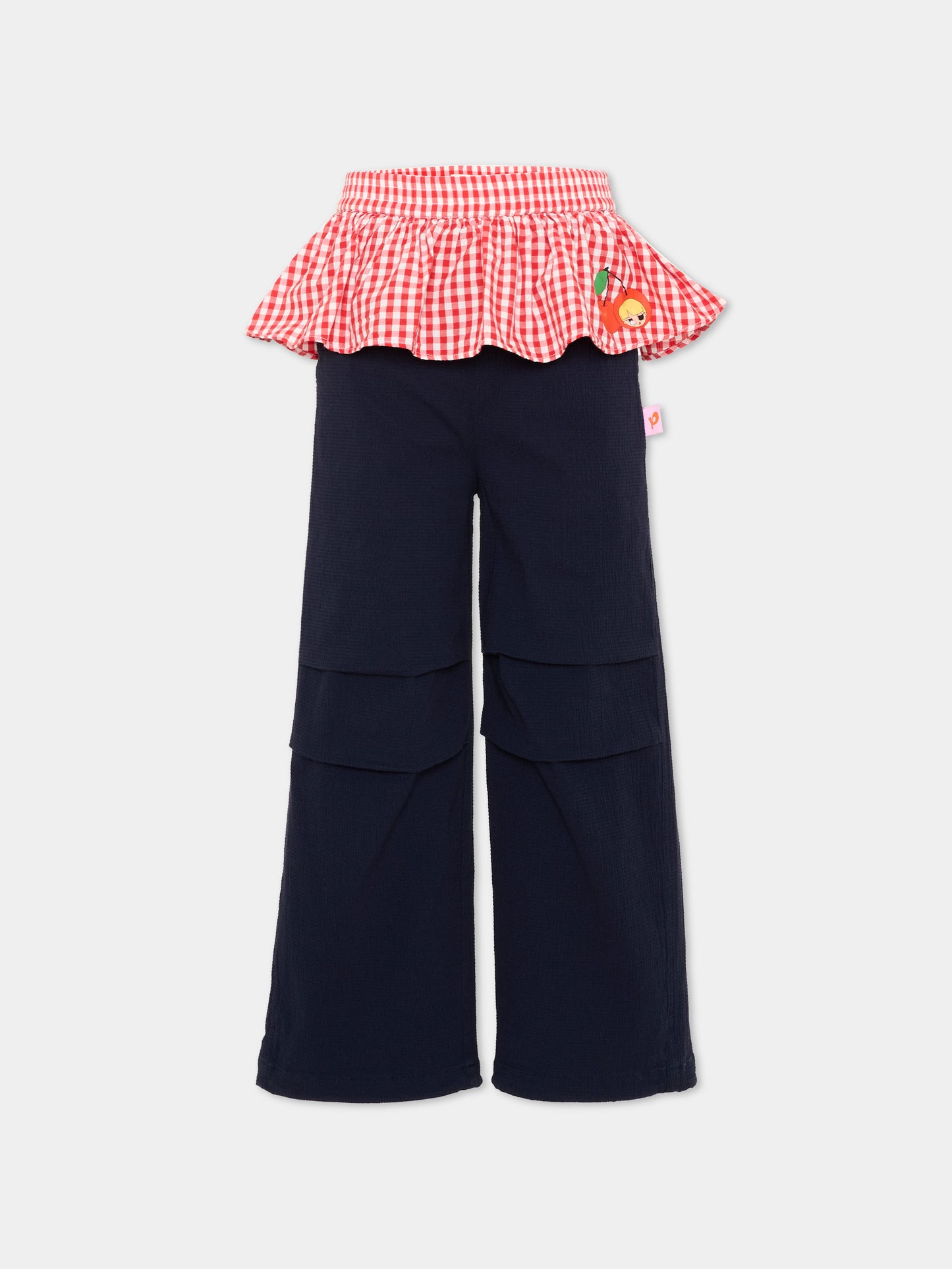 Pantalone blu per bambina con volant,Poco Blush,SS26113