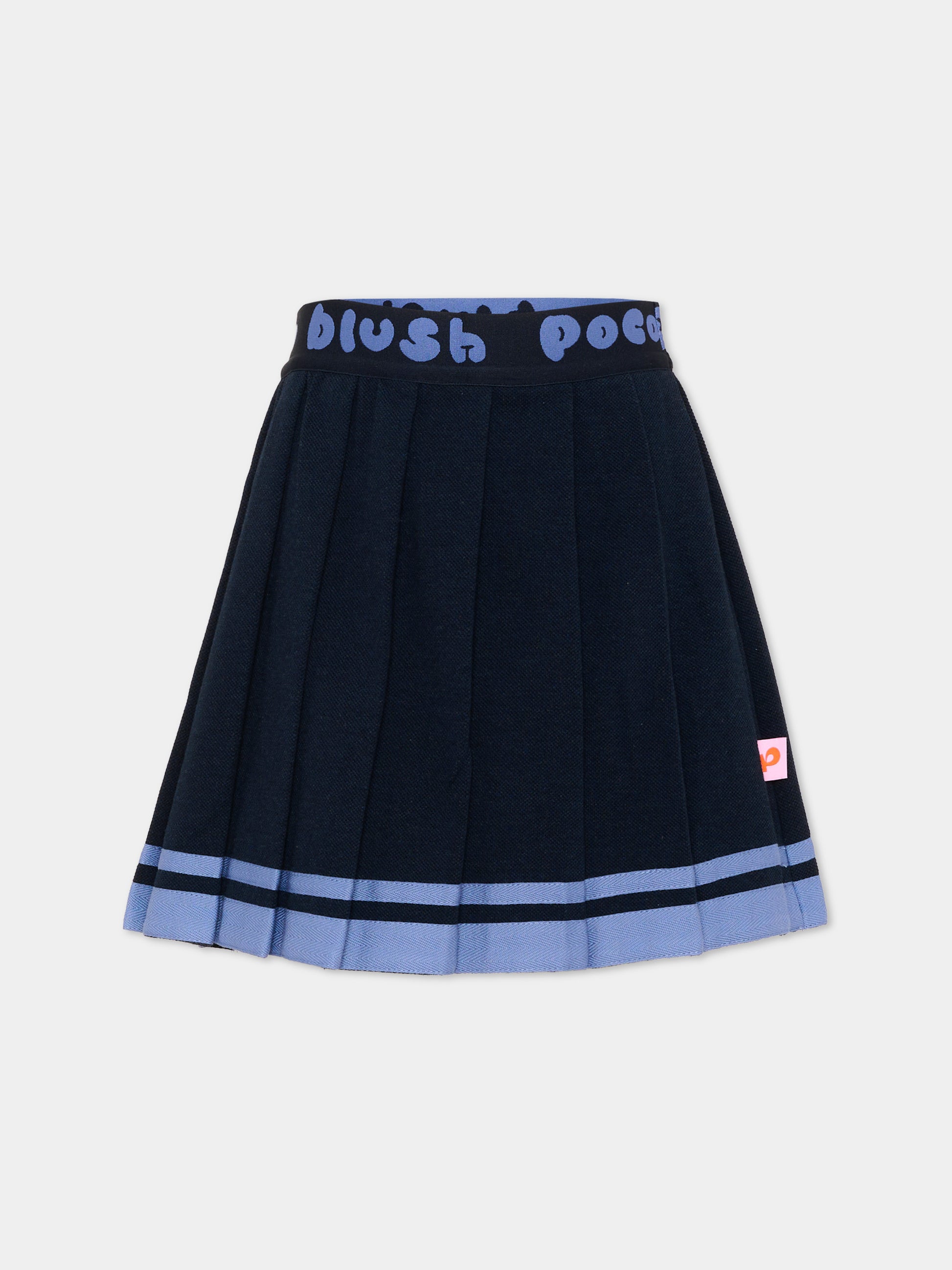 Gonna blu per bambina con logo,Poco Blush,SS26120