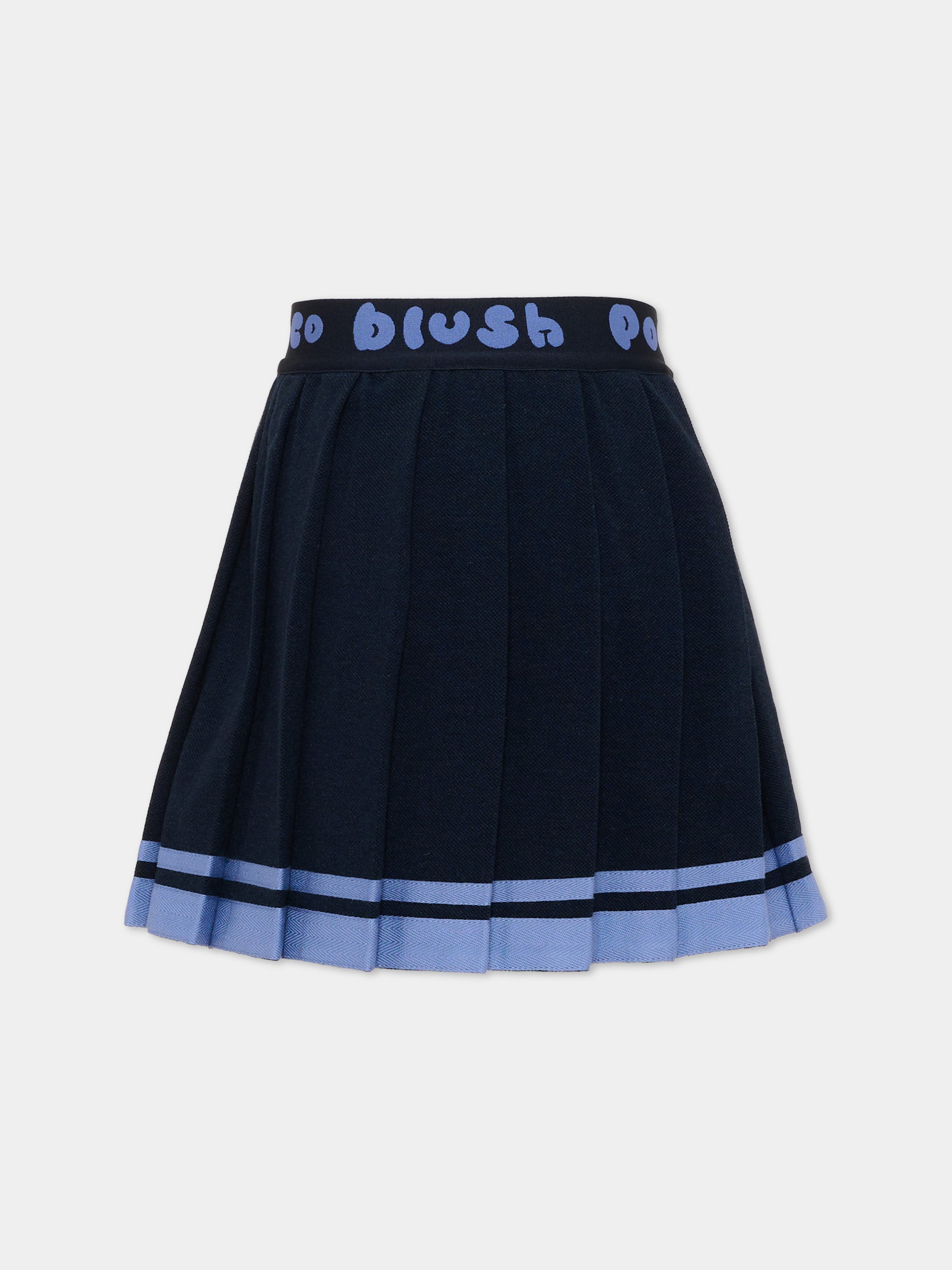 Gonna blu per bambina con logo,Poco Blush,SS26120