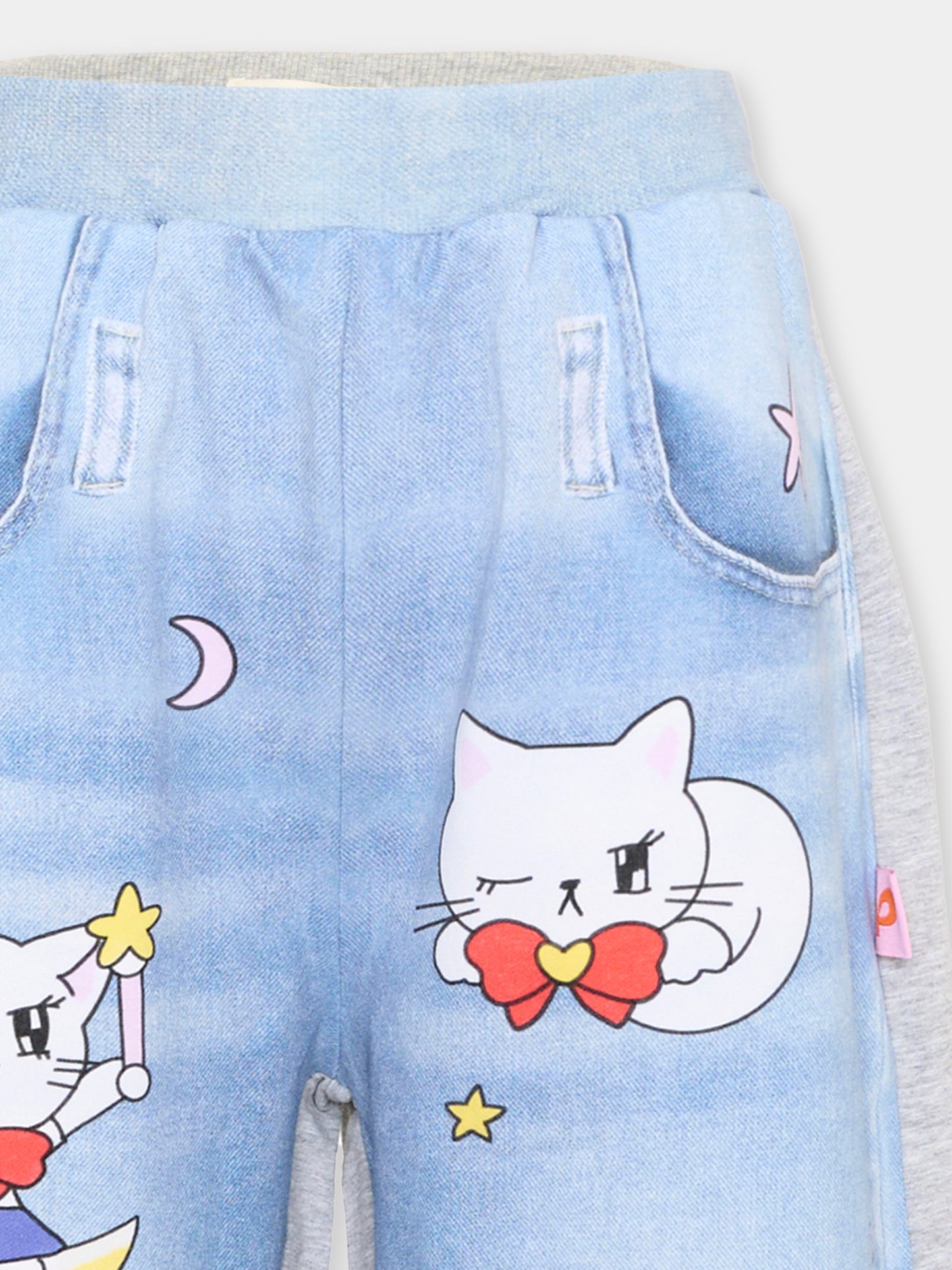 Pantalone blu per bambina con gatti,Poco Blush,SS26214