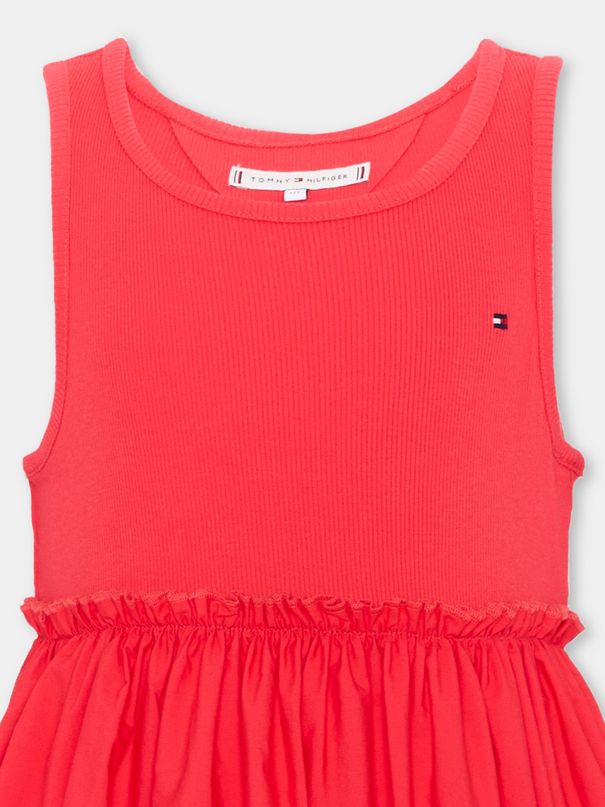 Vestito fucsia per bambina traforato,Tommy Hilfiger Junior,KG0KG09148J XK3