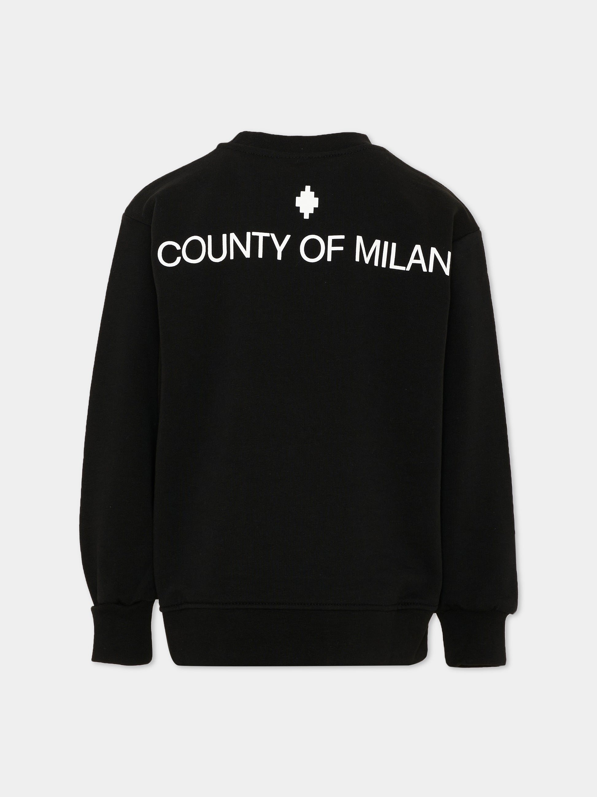 Felpa nera per bambino con lince,County Of Milan Kids,S6CMJBSW054 110