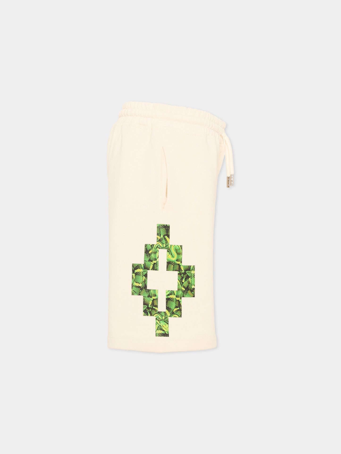 Shorts avorio per bambino con logo,County Of Milan Kids,S6CMJBBE011 412