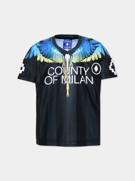 T-shirt nera per bambino con ali,County Of Milan Kids,S6CMJBTH003 110