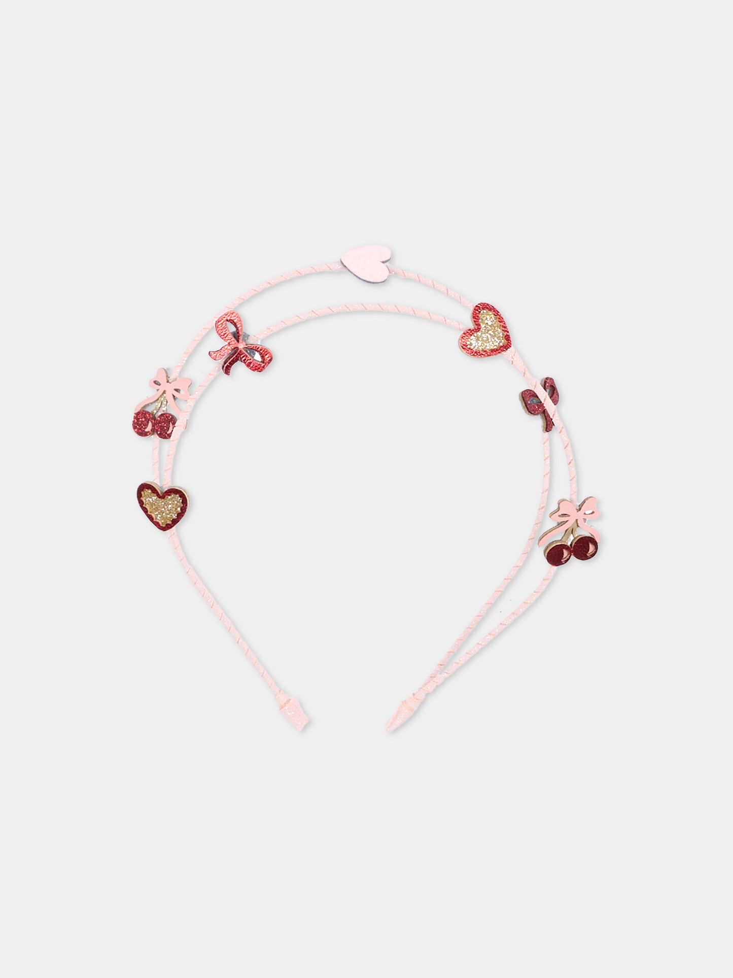 Cerchietto rosa per bambina con cuori e ciliegie,Mimi & Lula,192058 04