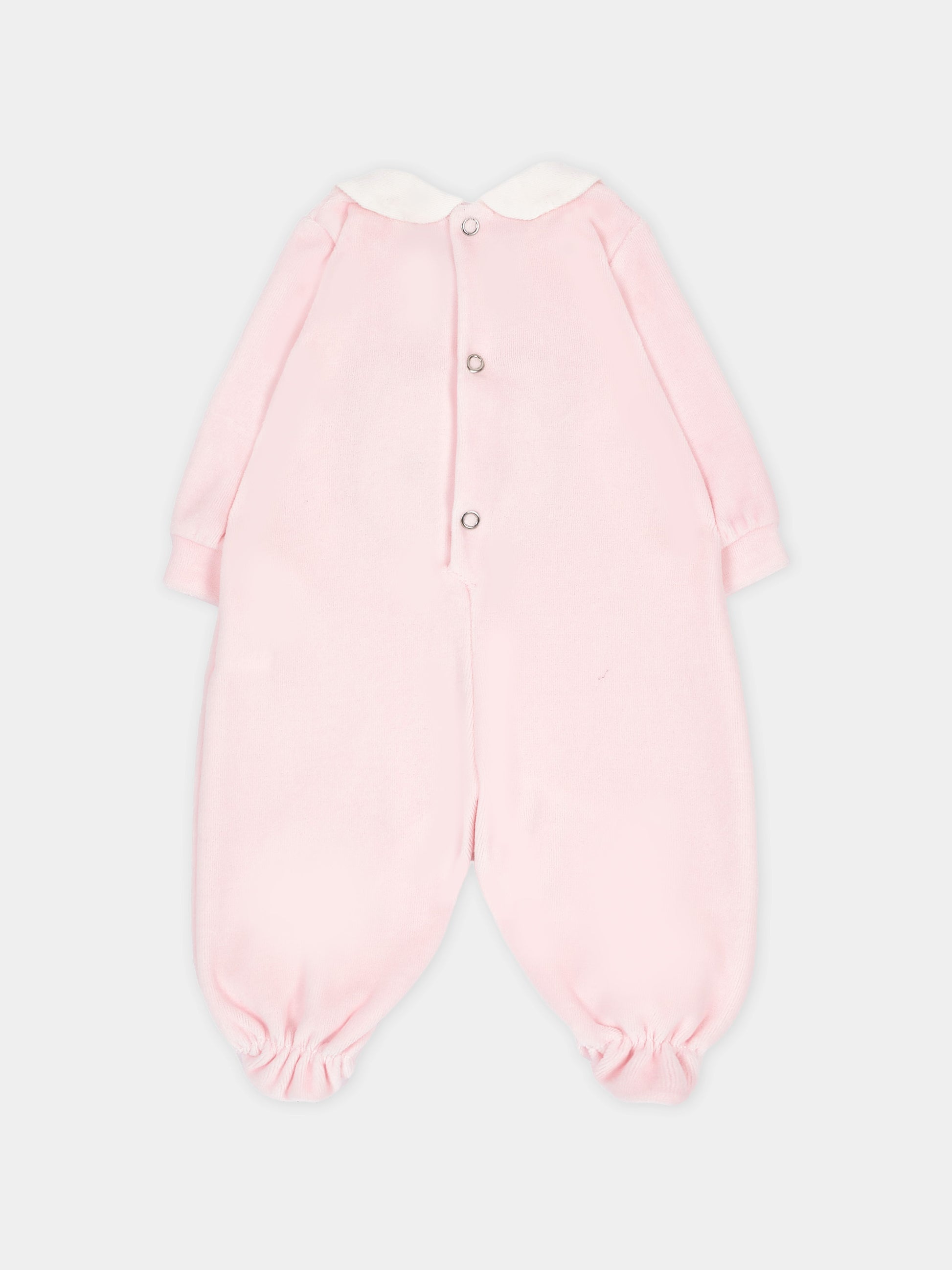 Tutina rosa per neonata con orsetto in ciniglia,Le Boo Beebè,CB040 30