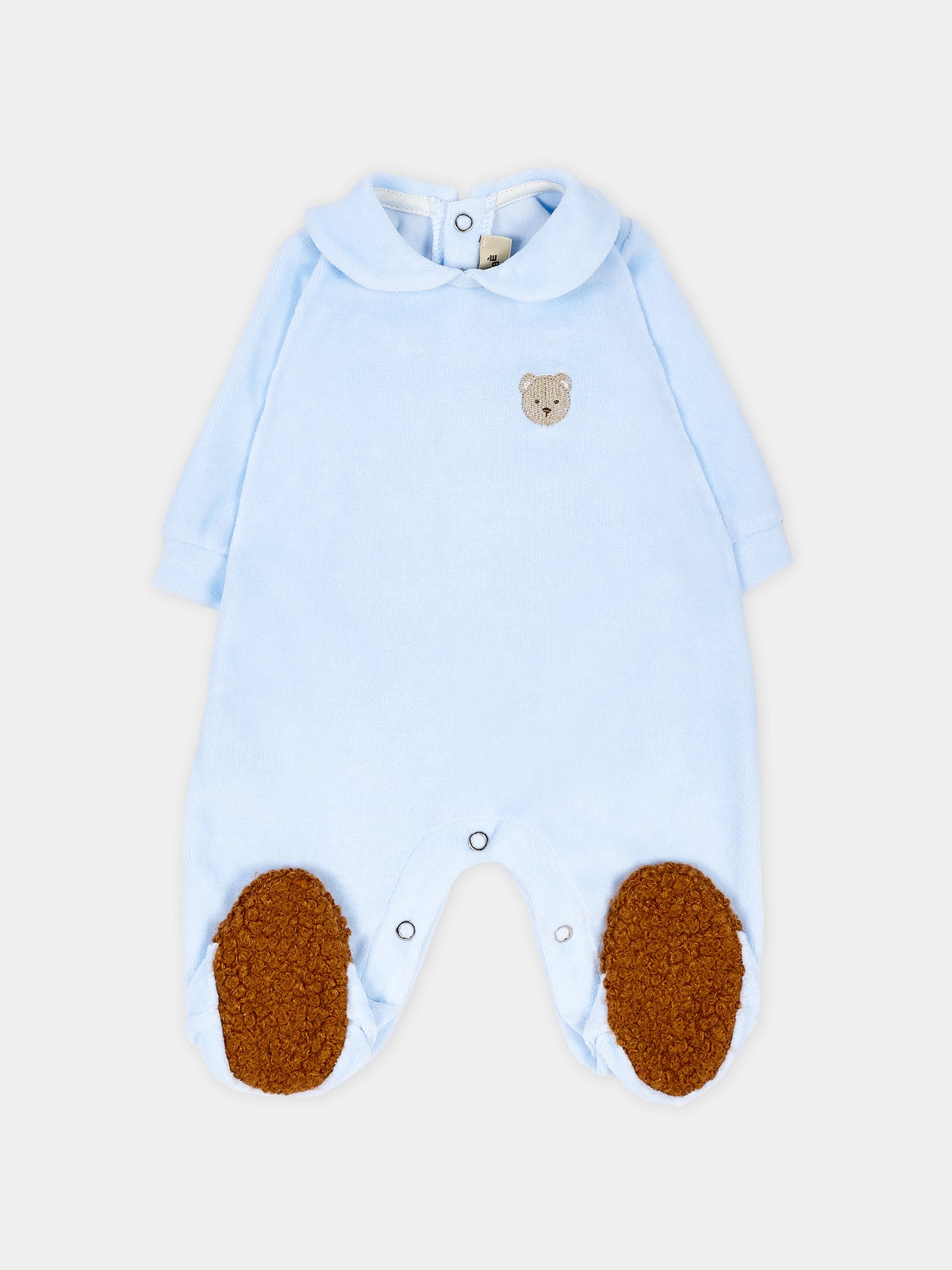 Tutina celeste per neonato con orsetto in ciniglia,Le Boo Beebè,CB041 40