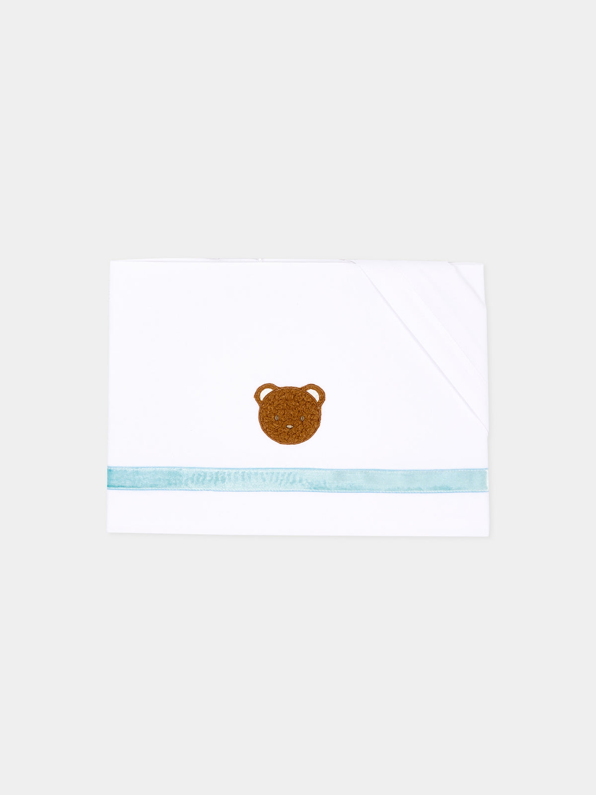 Lenzuola bianche per neonato con orsetto bouclé,Le Boo Beebè,CBL040 1040