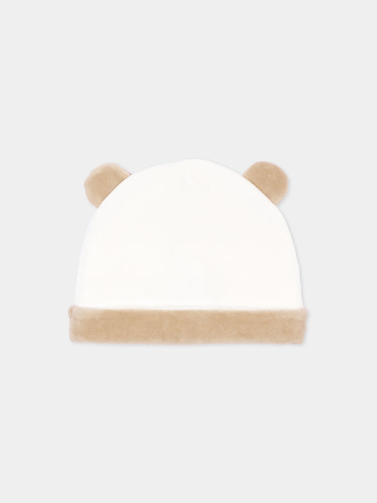 Cappello avorio per neonati in ciniglia con orecchie,Le Boo Beebè,CCB040 21